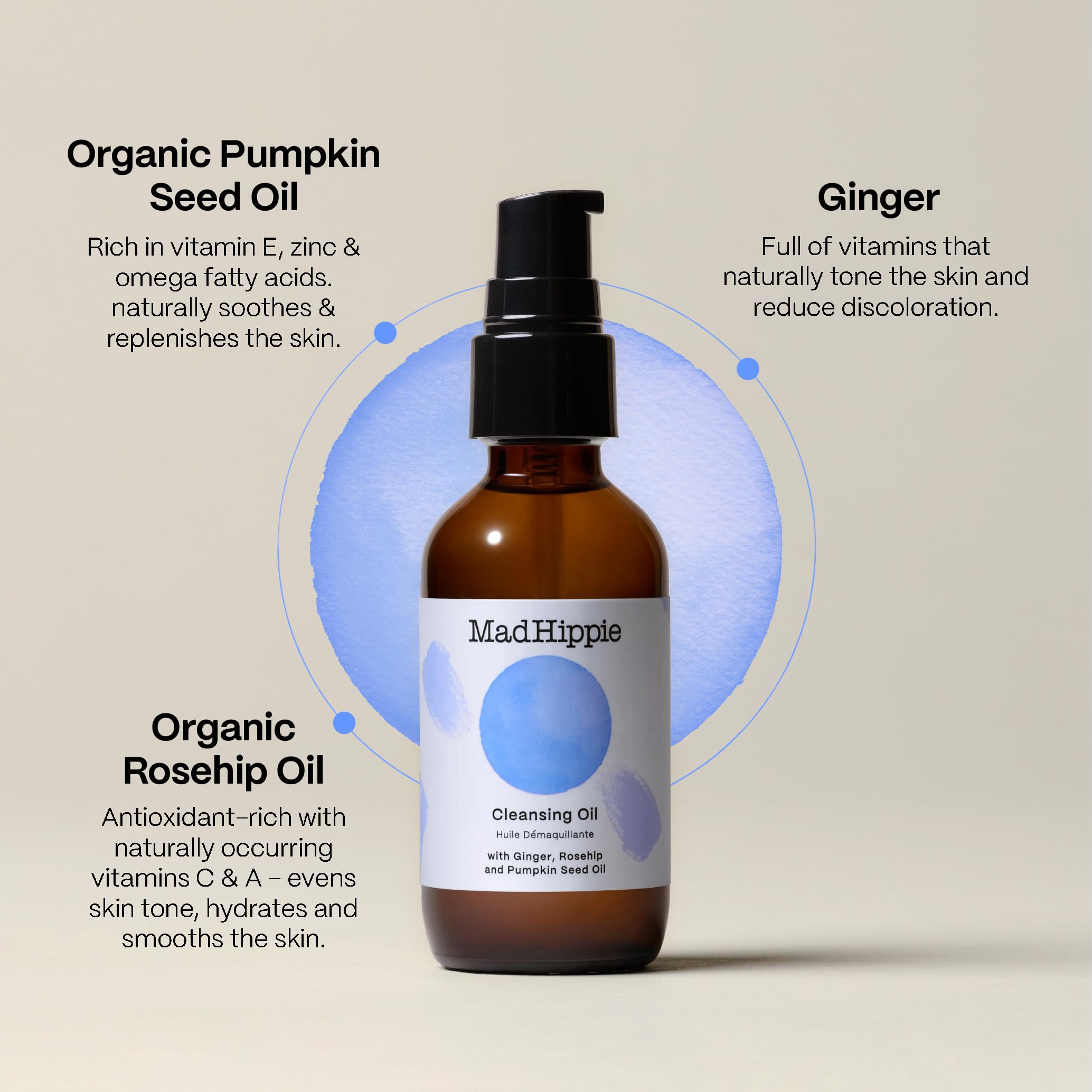 Mad Hippie Cleansing Oil For Face - Deep Cleansing Facial Cleanser & Makeup Remover For Dry, Sensitive, Acne-Prone Skin With Vit