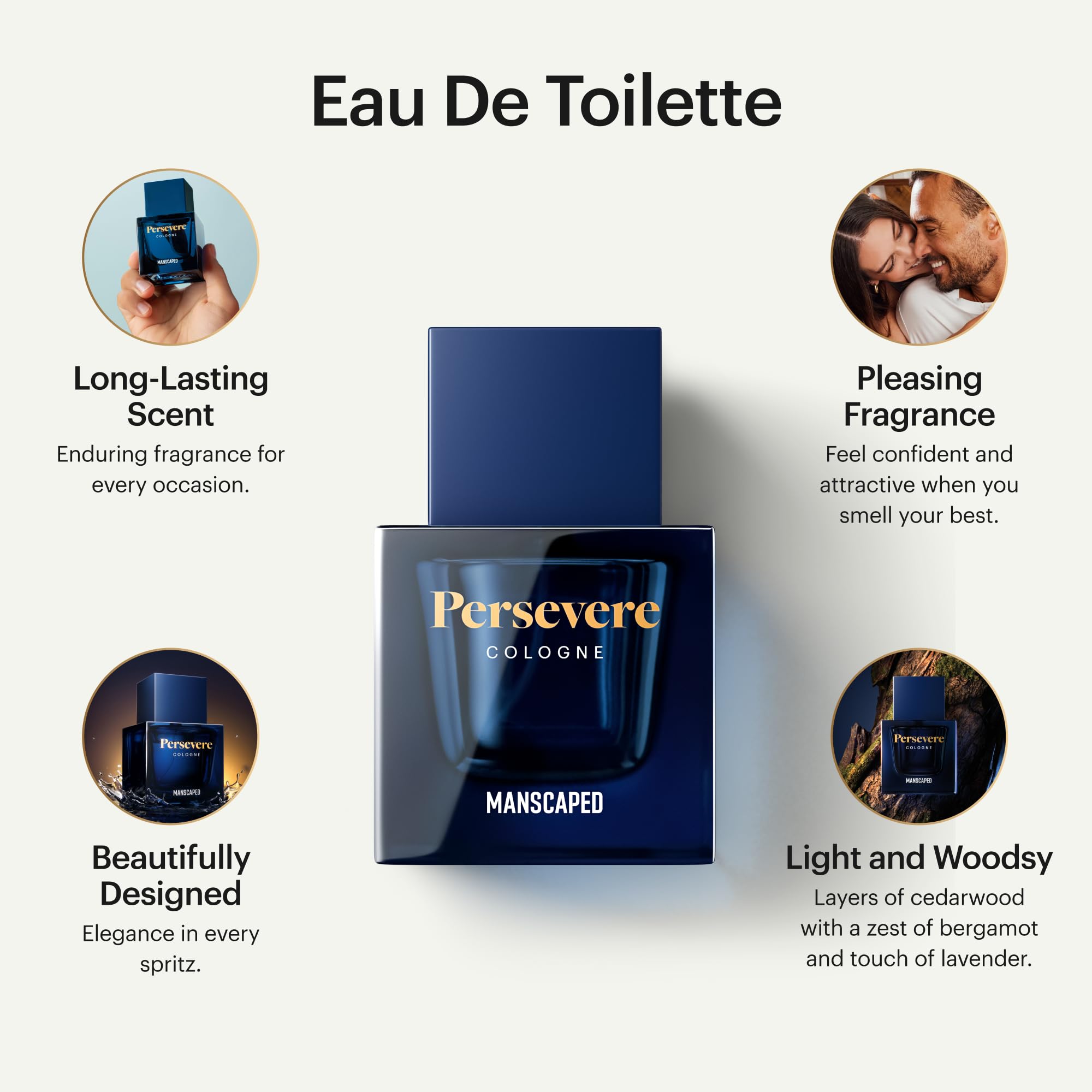 Manscaped Persevere Cologne, Men'S Eau De Toilette Body Spray Light & Woodsy, Paraben-Free, 50Ml