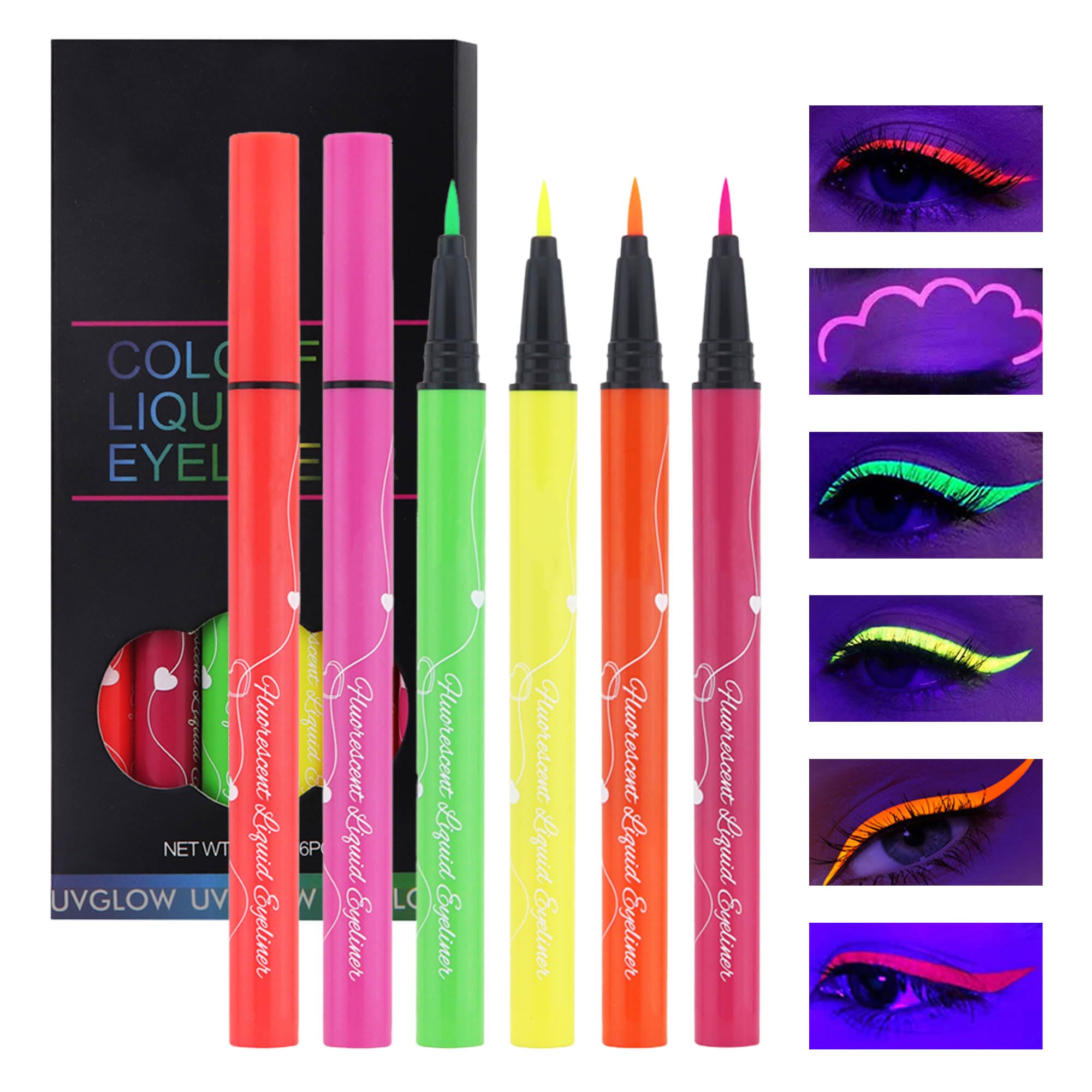 Liquid Colored Eyeliner Set,6Pcs Matte Waterline Eye Liner Pencils Makeup Face Paint,Eye Liner Waterproof Smudgeproof,Long Lasti