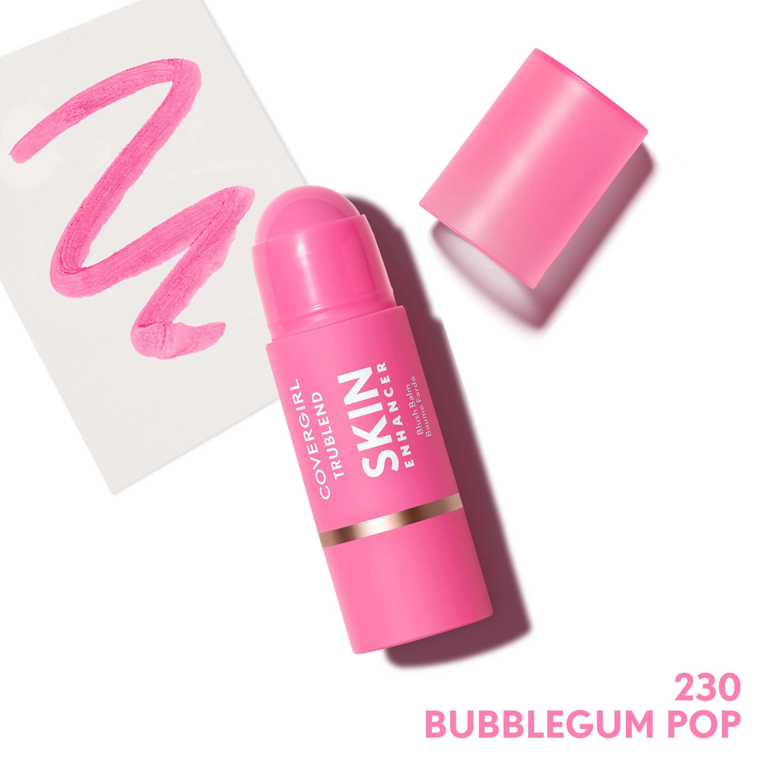 Covergirl Trublend Skin Enhancer Balm Stick, 230 Bubblegum Pop, Blush Stick, Vegan Formula, Easy To Use, Glides On Effortlessly,