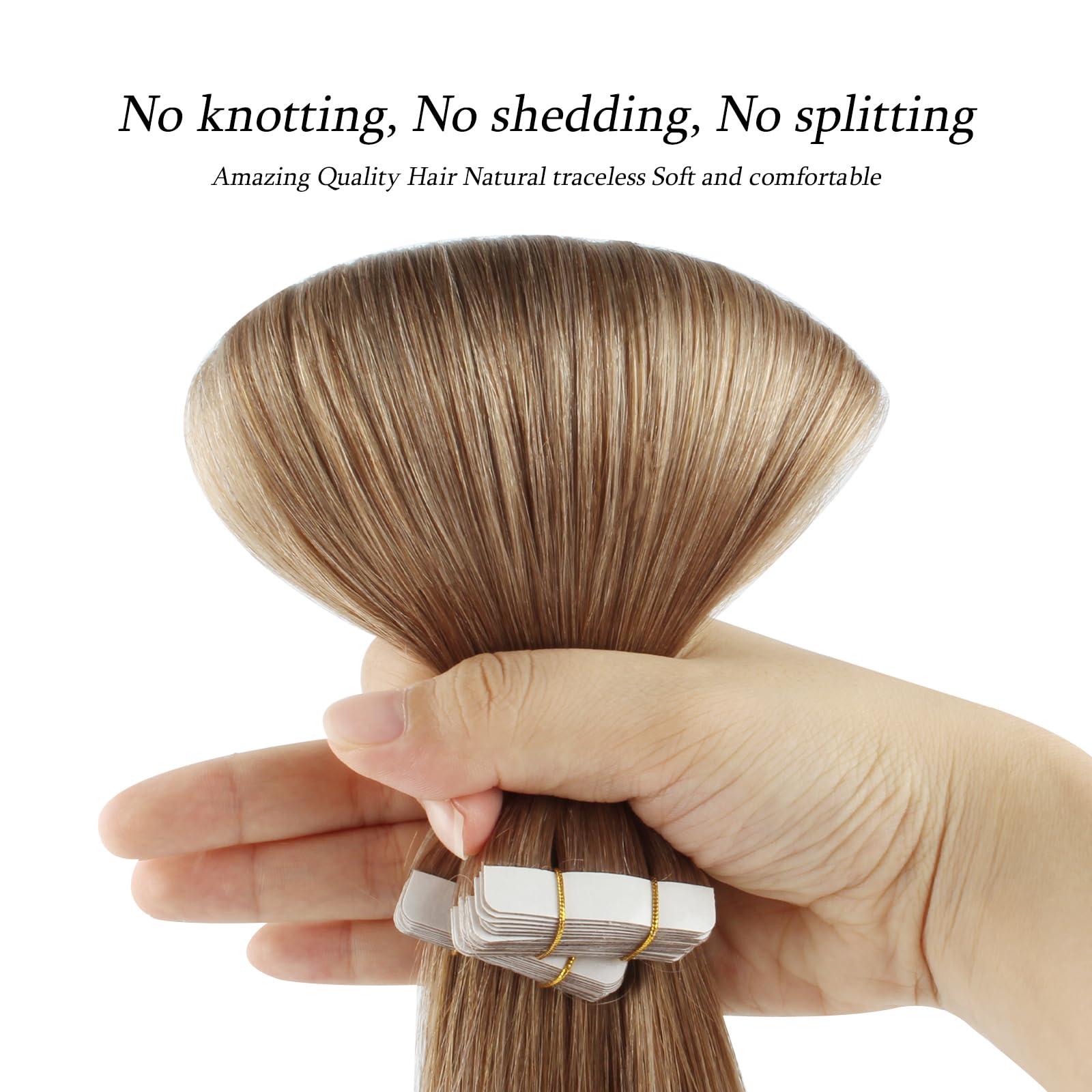 Abh Amazingbeauty Hair Tape In Extensions Real Remy Human Hair, Invisible, Seamless And Reusable, 50G 20Pcs, Chestnut Brown Colo