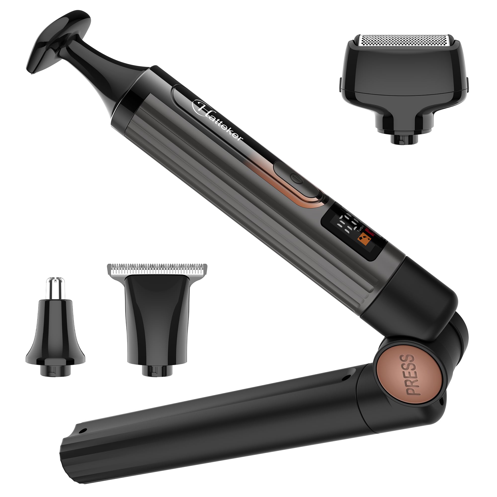 Hatteker Upgraded Mens Electric Back Shaver Body Grooming Kit Body Trimmer Facial,Arm,Chin Beard Trimmer Cordless Hair Clipper W
