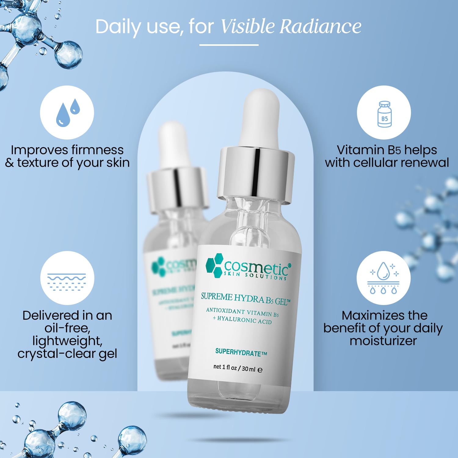 #1 BEST Supreme Hydra B5 Gel - Deeply moisturizing HA gel combines antioxidants Vitamin B5 to SUPERHYDRATE depleted moisture lev