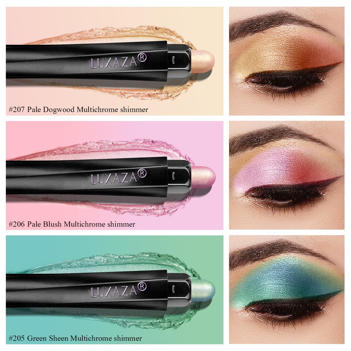Luxaza 3Pcs Cream Eyeshadow Stick,Pro Longwear Eyeshadow Sticks Pencils Crayon-Neon Color