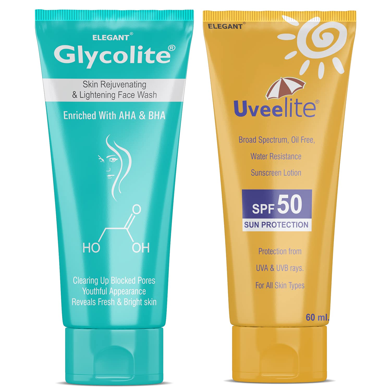 Glycolite Face Care Combo - Face Wash And Sunscreen Spf 50 Lotion | Skin Lightening & Brightening | Protects From Uva & Uvb Rays