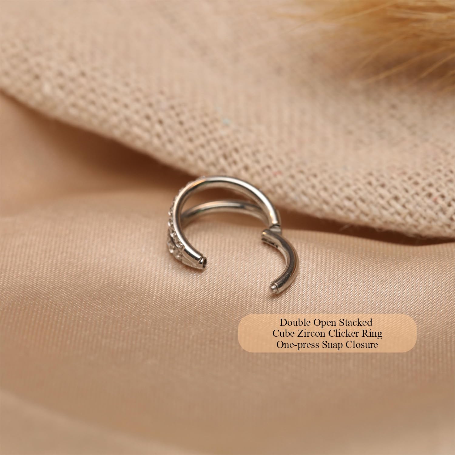 FUNLMO Conch Piercing Jewelry Double Hoop Nose Ring Septum Ring Helix Daith Rook Earring Tragus Jewelry Surgical Steel Diamond C