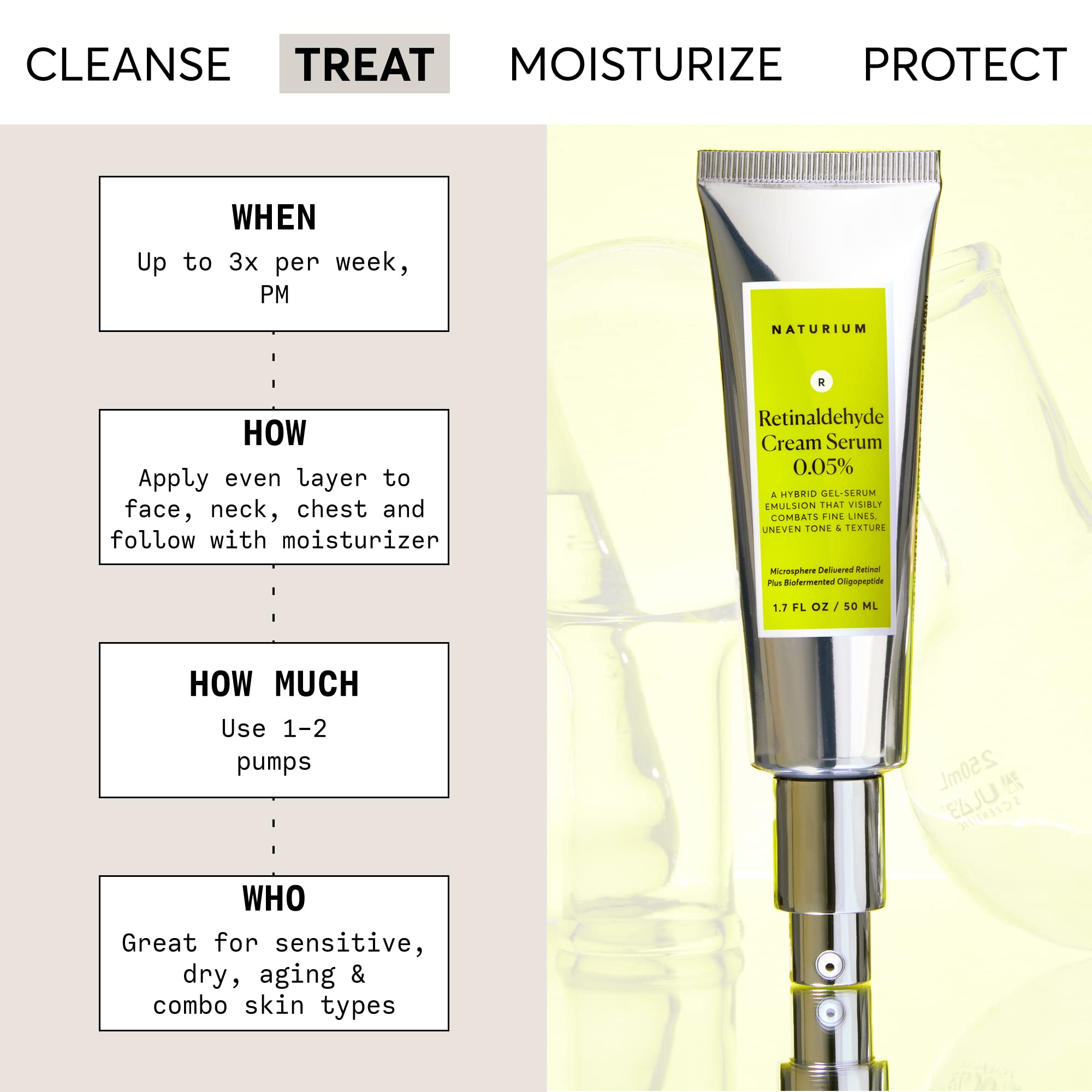 Naturium Retinaldehyde Cream Serum 0.05%, Advanced Anti-Aging & Smoothing Treatment, Face & Skin Care, 1.7 oz