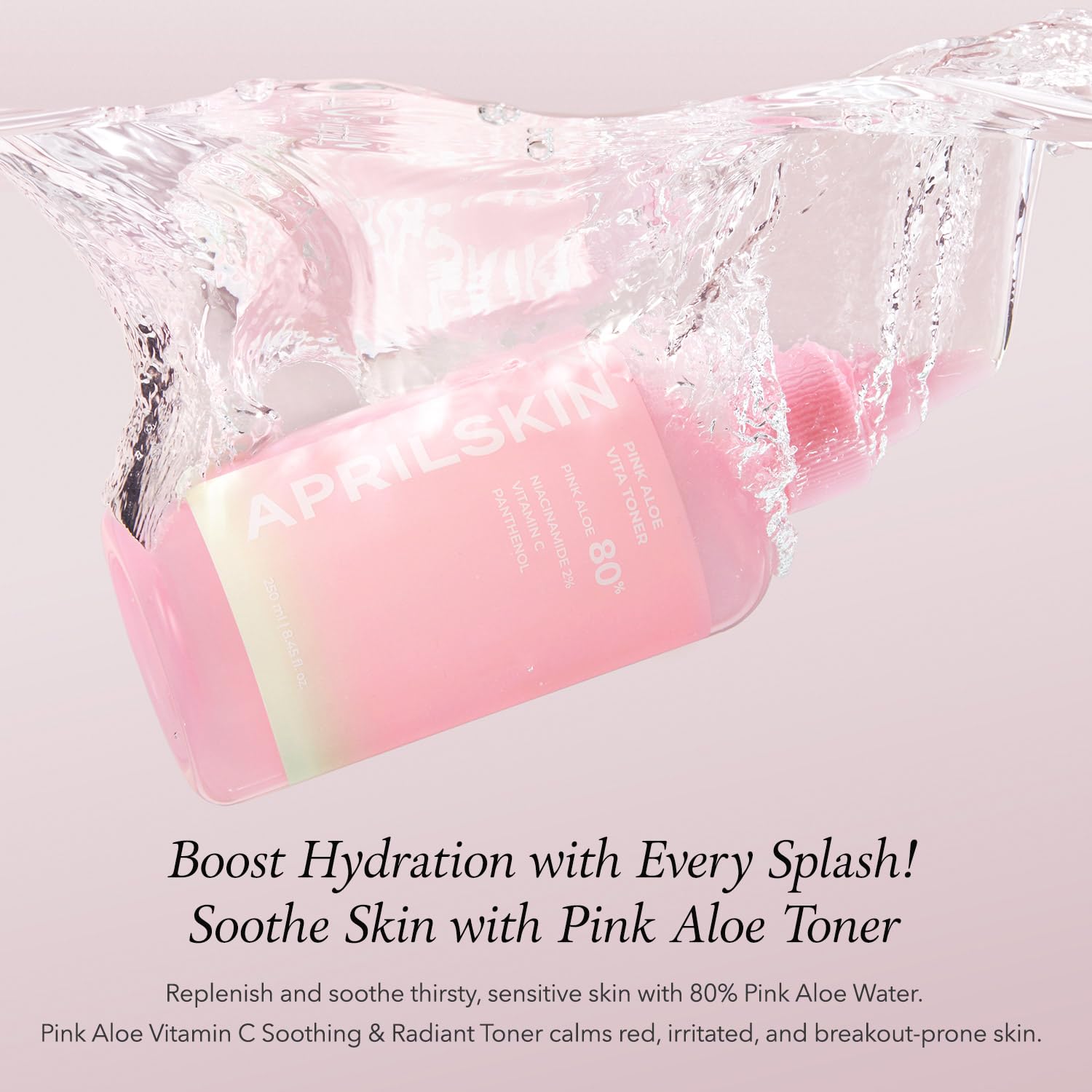Aprilskin Pink Aloe Vita Toner | Calms And Soothes Redness, Smoothens, And Controls Excess Sebum | 80% Pink Aloe Vera Water | Hy