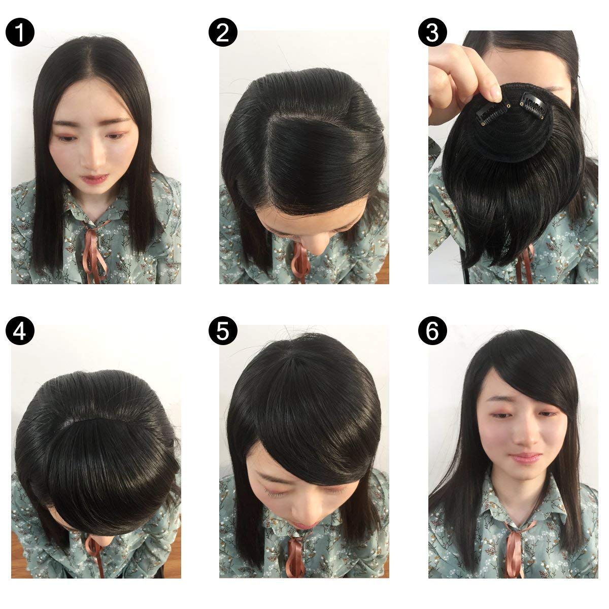 Sarla Side Hair Bangs Clip In Off Black One Piece Straight Synthetic Bangs Extension For Women