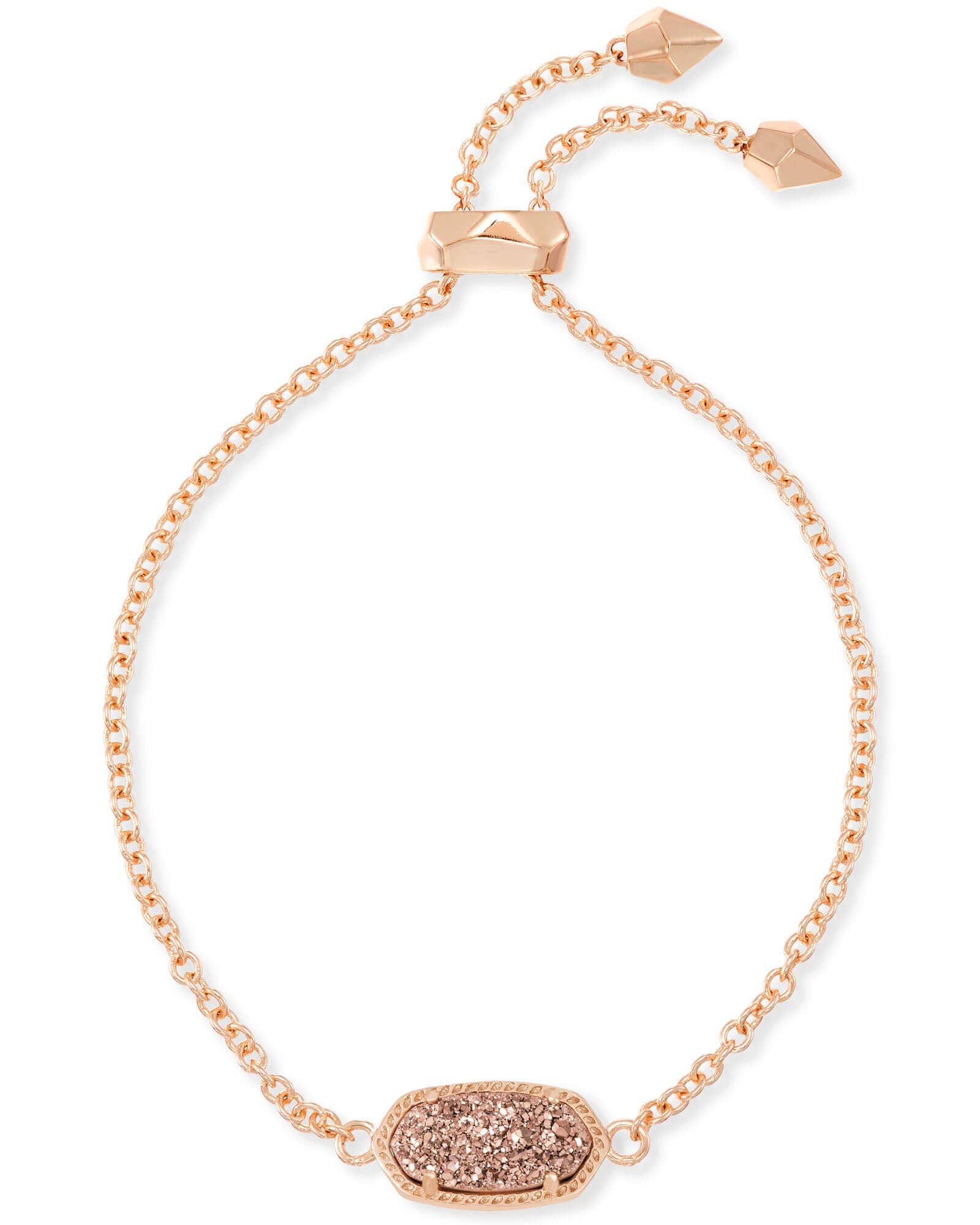 Kendra Scott Elaina Adjustable Chain Bracelet for Women, Fashion Jewelry, 14k Rose Gold-Plated, Rose Gold Drusy