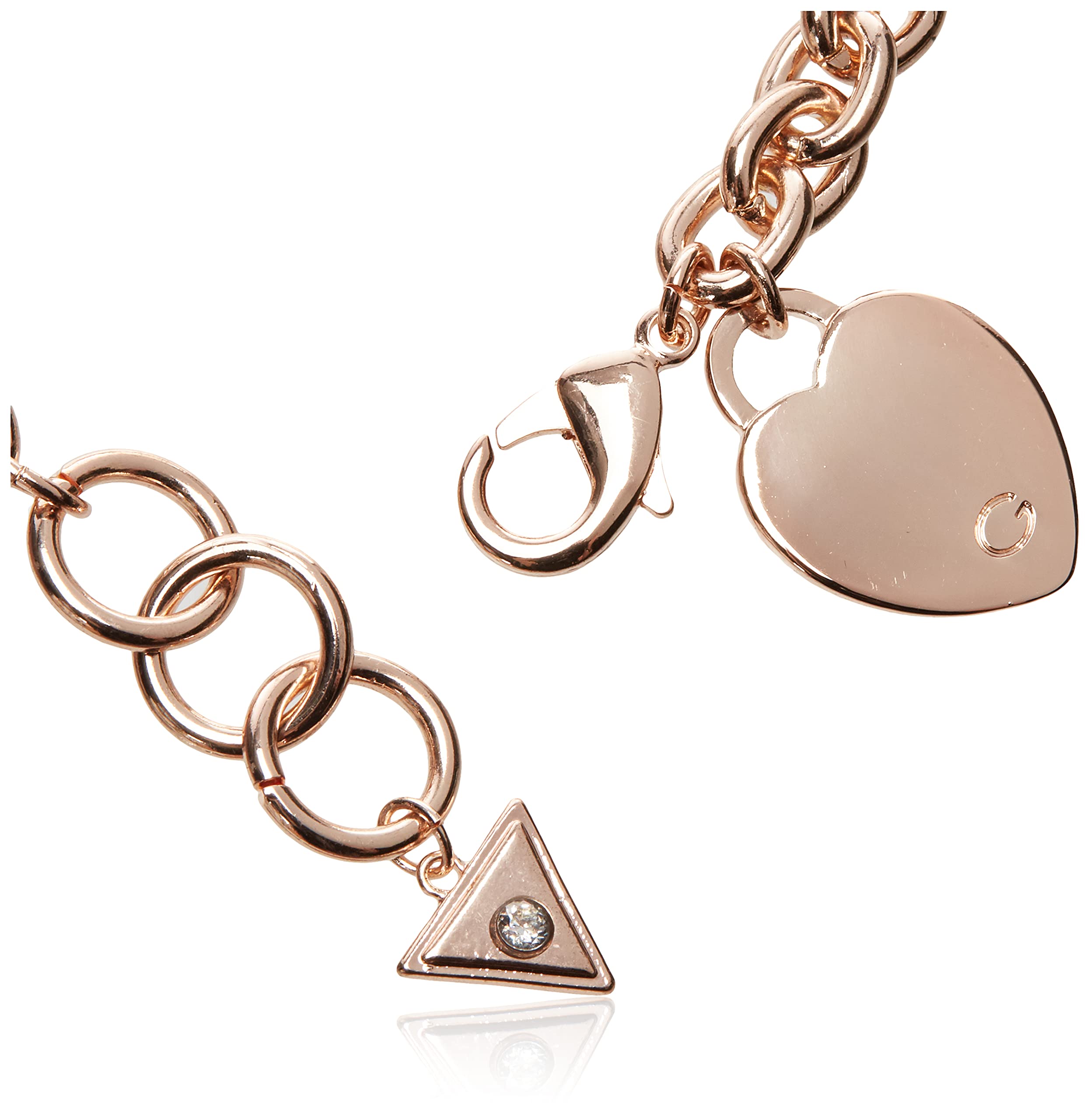GUESS Basic Rose Gold G Logo Heart Link Bracelet
