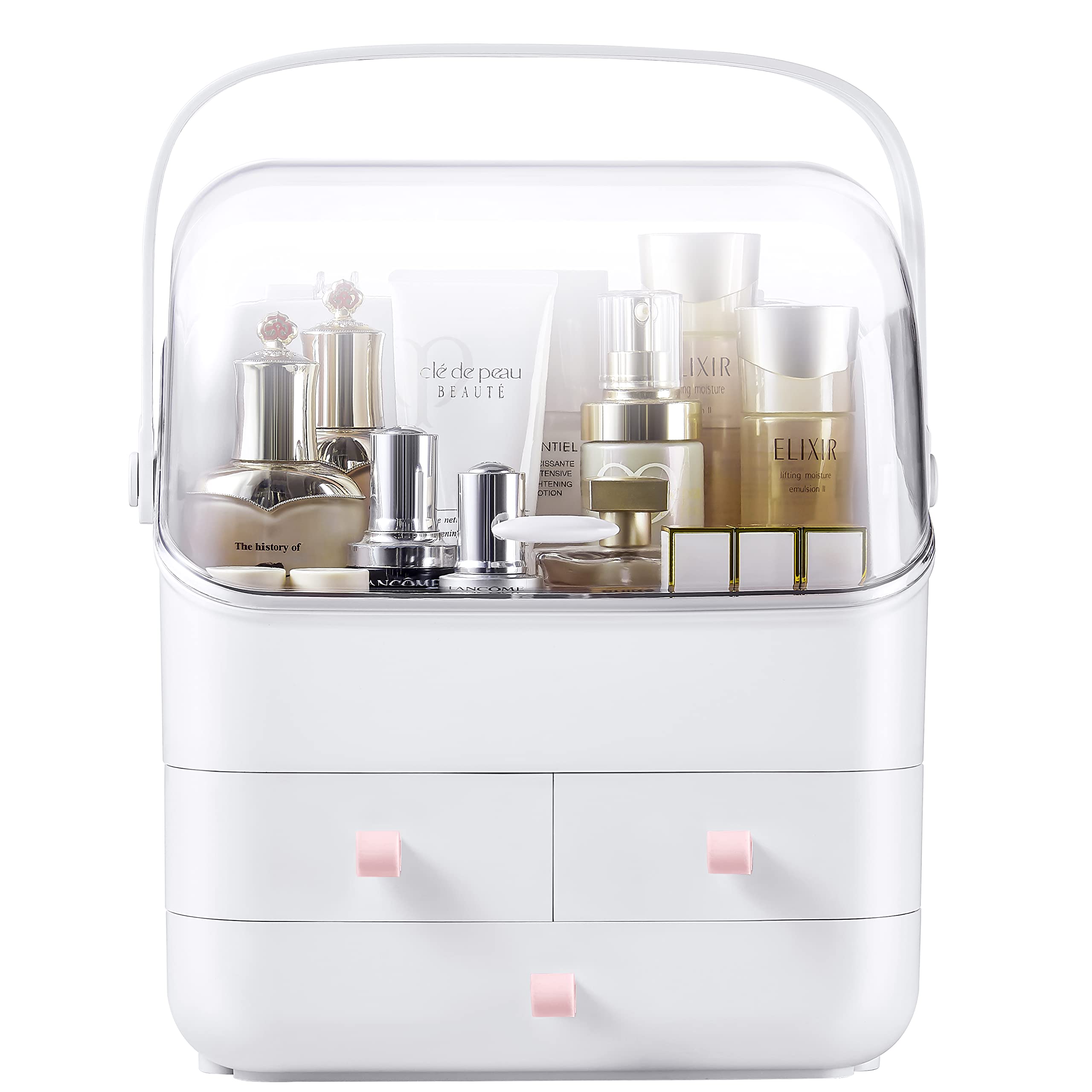 SUNFICON Preppy Skincare Organizers Makeup Organizer Holder Beauty Cosmetic Storage Box Large Display Case Dust Free Cover Porta