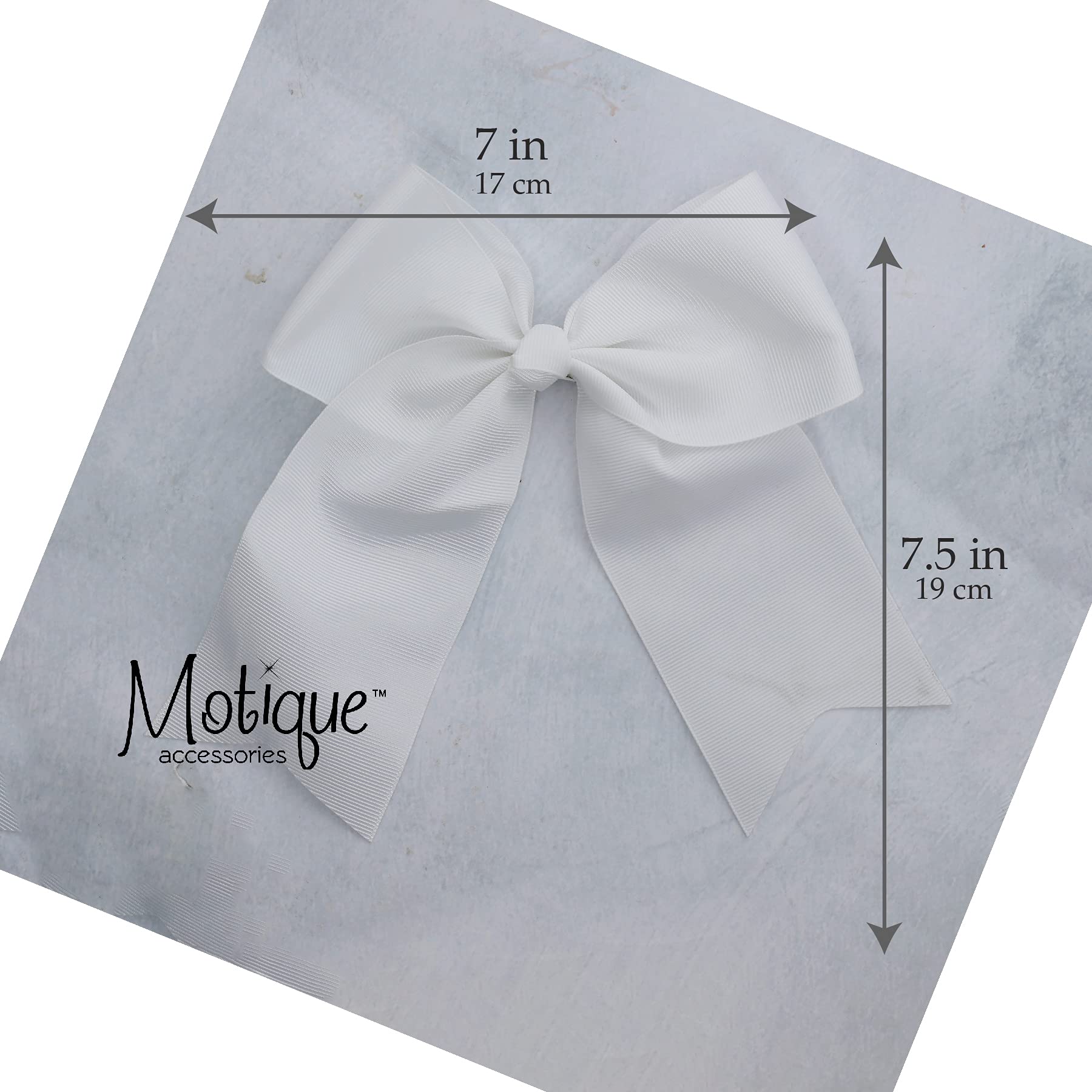 White Jumbo Bow Clip With Tails
