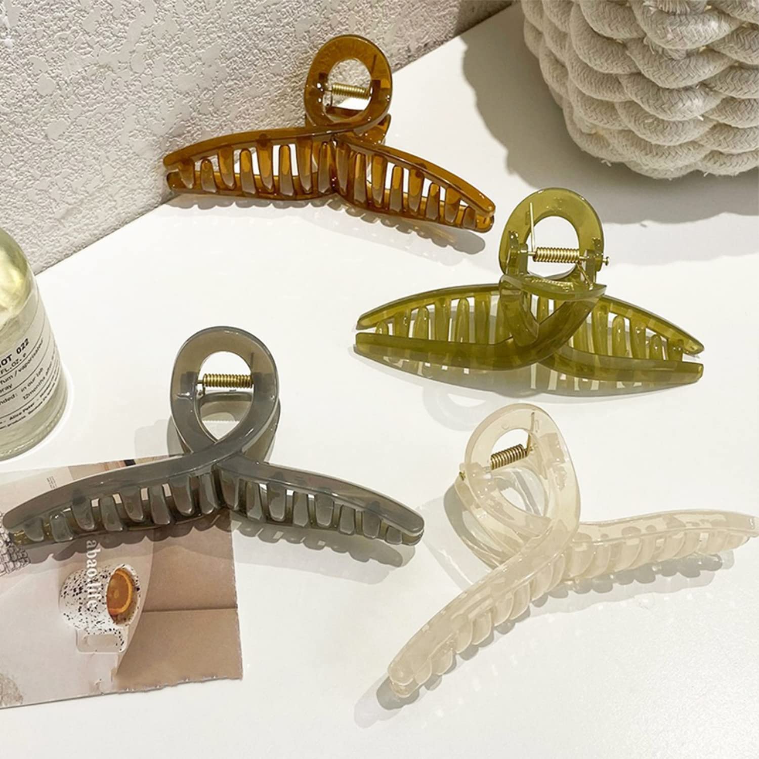 Big Hair Claw Clips Large Hair Clips for Women 5.1'' Large Jelly Clip Larger Size Hair Clip for Girls Hair Accessories for Long 