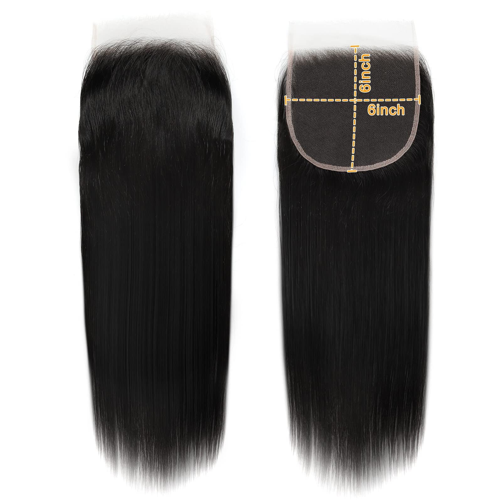 Beeos 6X6 Skinlike Real Hd Lace Closure, Thin Undetectable Invisible Top Swiss Hd Lace Straight Unprocessed Human Hair Closure P