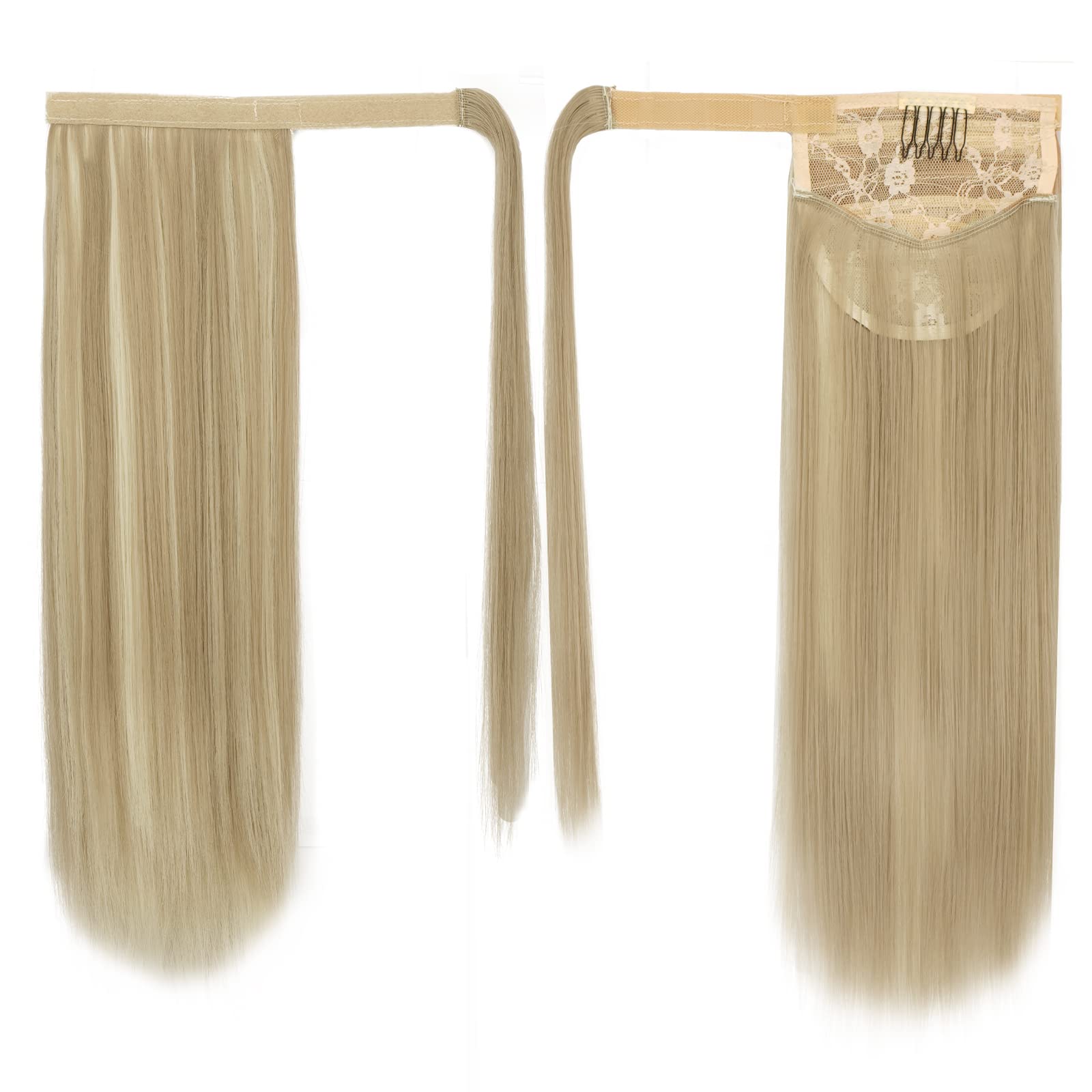 Barsdar 18'' Straight Ponytail Extension, Long Straight Wrap Around Synthetic Clip In Ponytail Hair Extensions Hairpieces For Wo