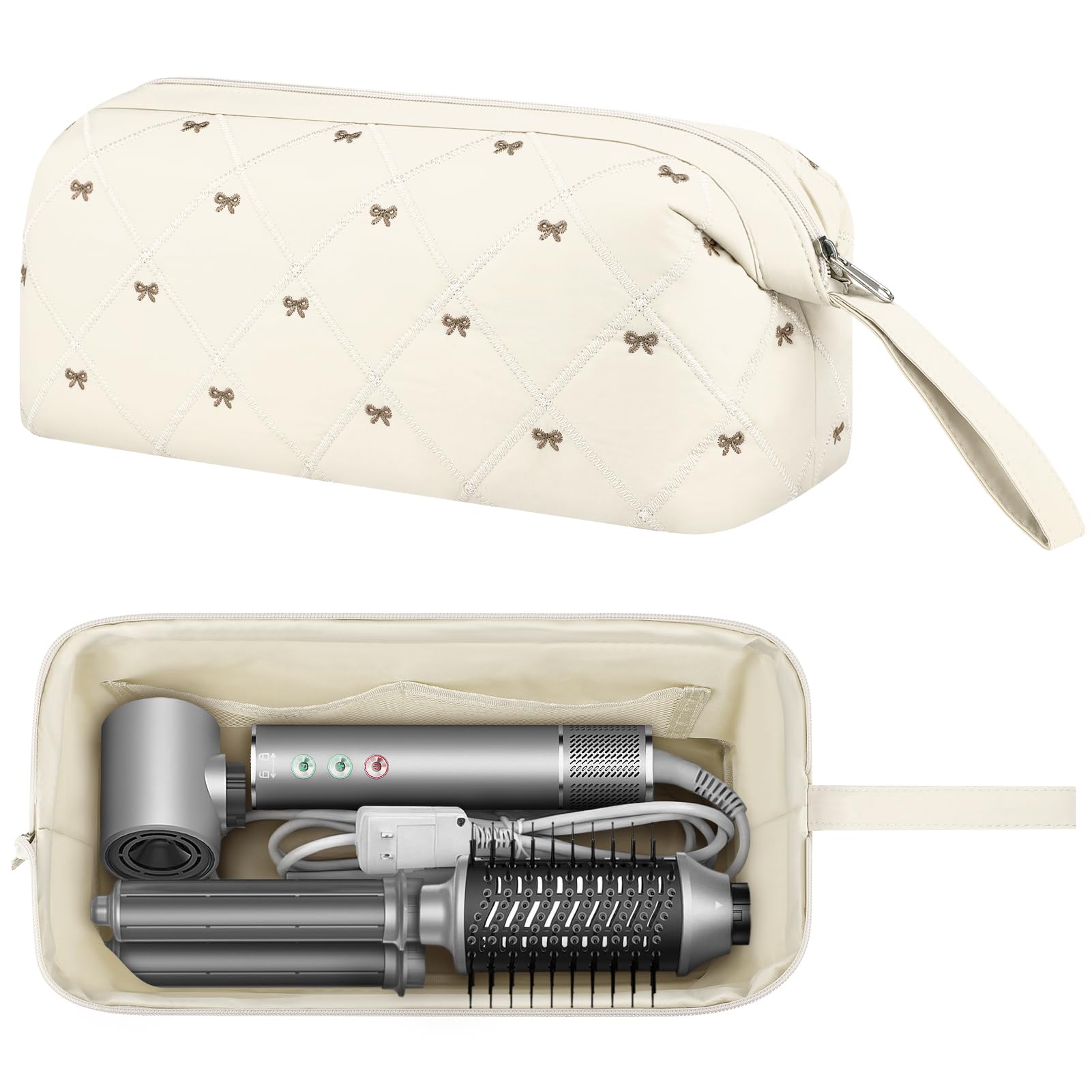 Hair Tools Travel Bag, Quilted Hair Dryer Bag, Storage Case for Flat Irons