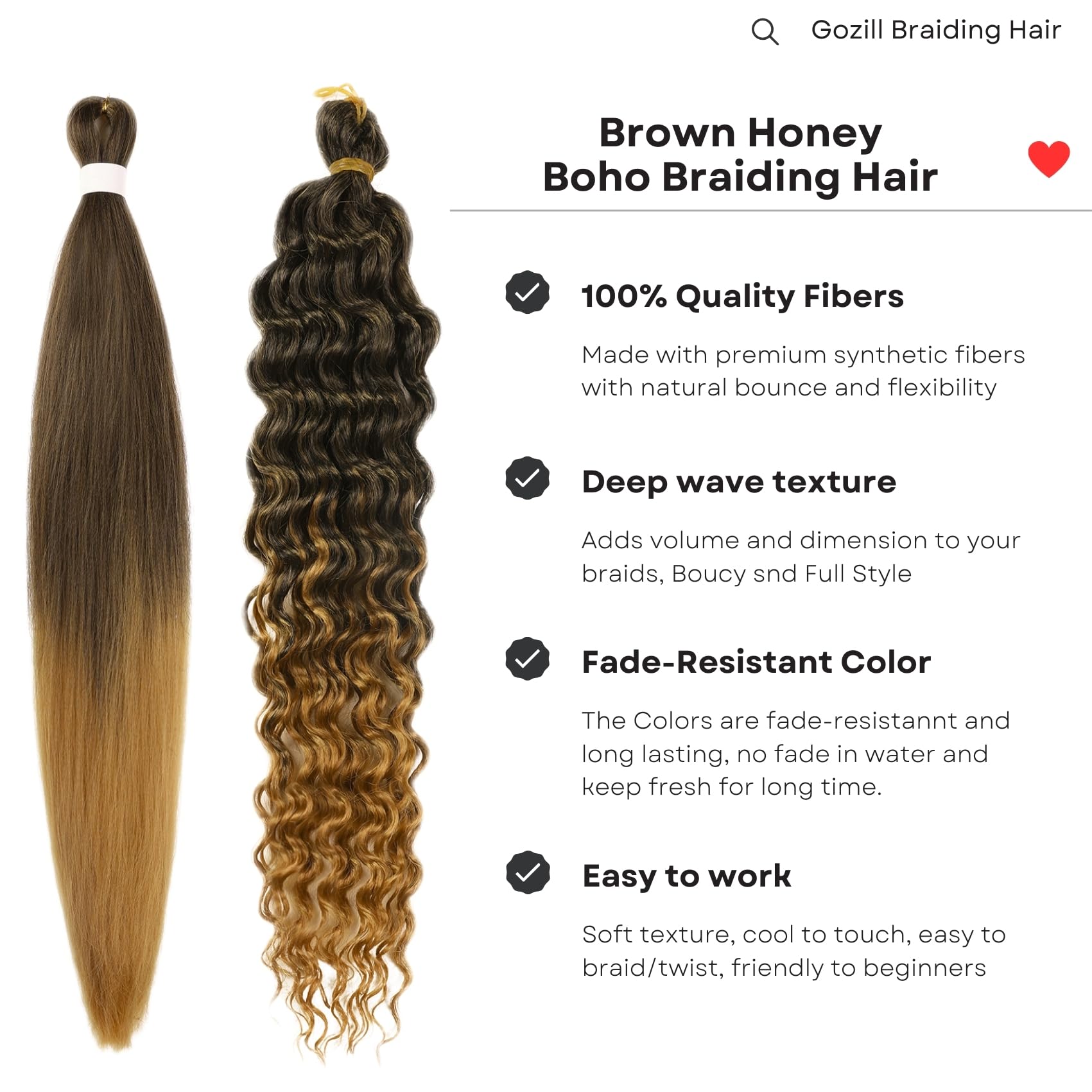 Synthetic Boho Braiding Hair Brown to Honey Blonde Deep Wave Boho Braids Hair for Braiding