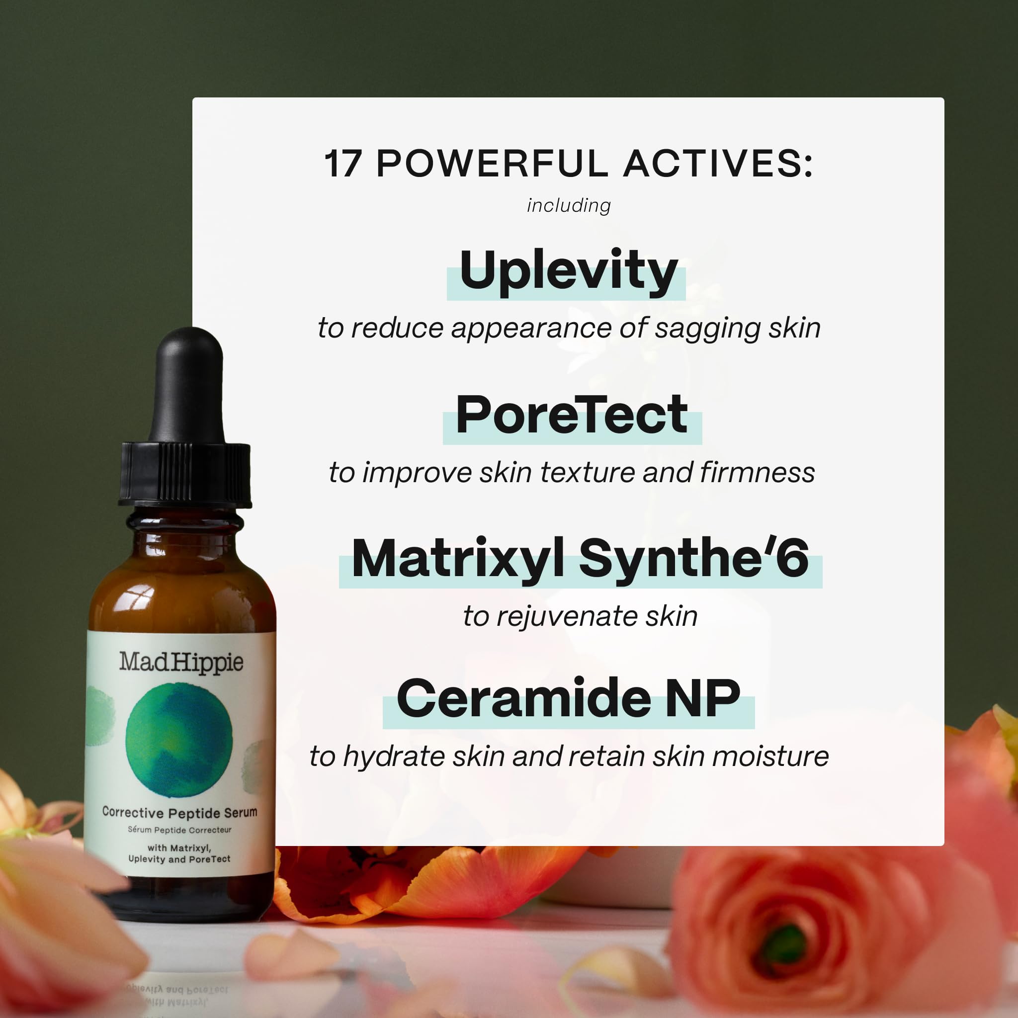 Mad Hippie Corrective Peptide Serum for Face - Skin-Tightening Collagen Peptides, Anti-Wrinkle Essentials, 1.02 Fl Oz