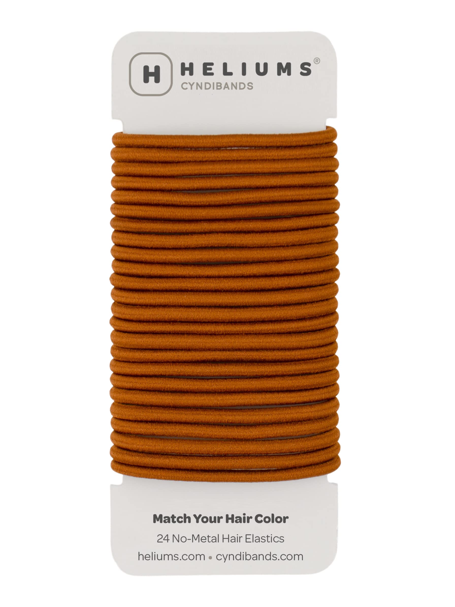 Cyndibands Elastic Hair Ties - Copper Orange - 24 Count, 4Mm X 1.75 Inch Diameter Ponytail Holders