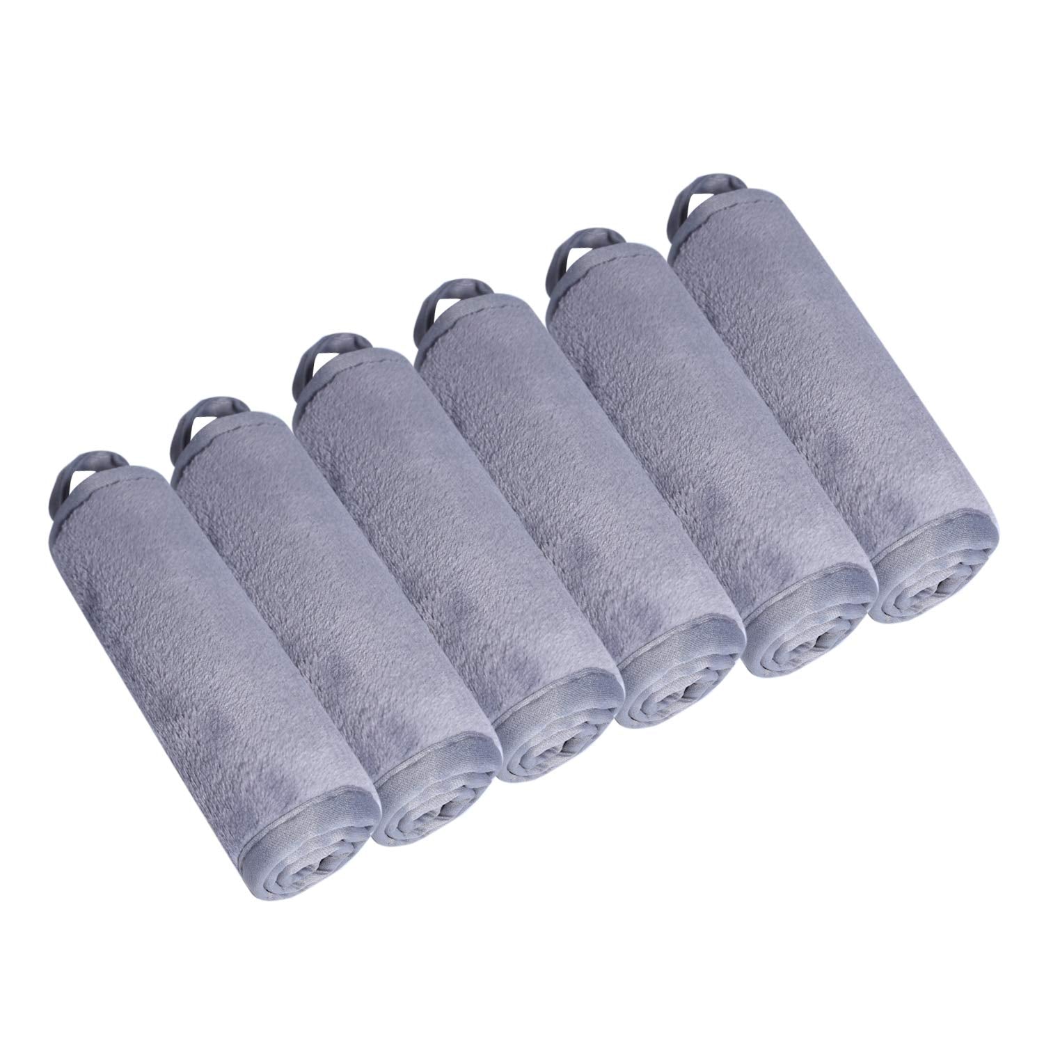 Klnyoo Microfiber Facial Cloths Face Towels Ultra Soft Fast Drying Washcloth Face Cloth For Bath 16 Inch X 6 Inch 6 Pack Gray
