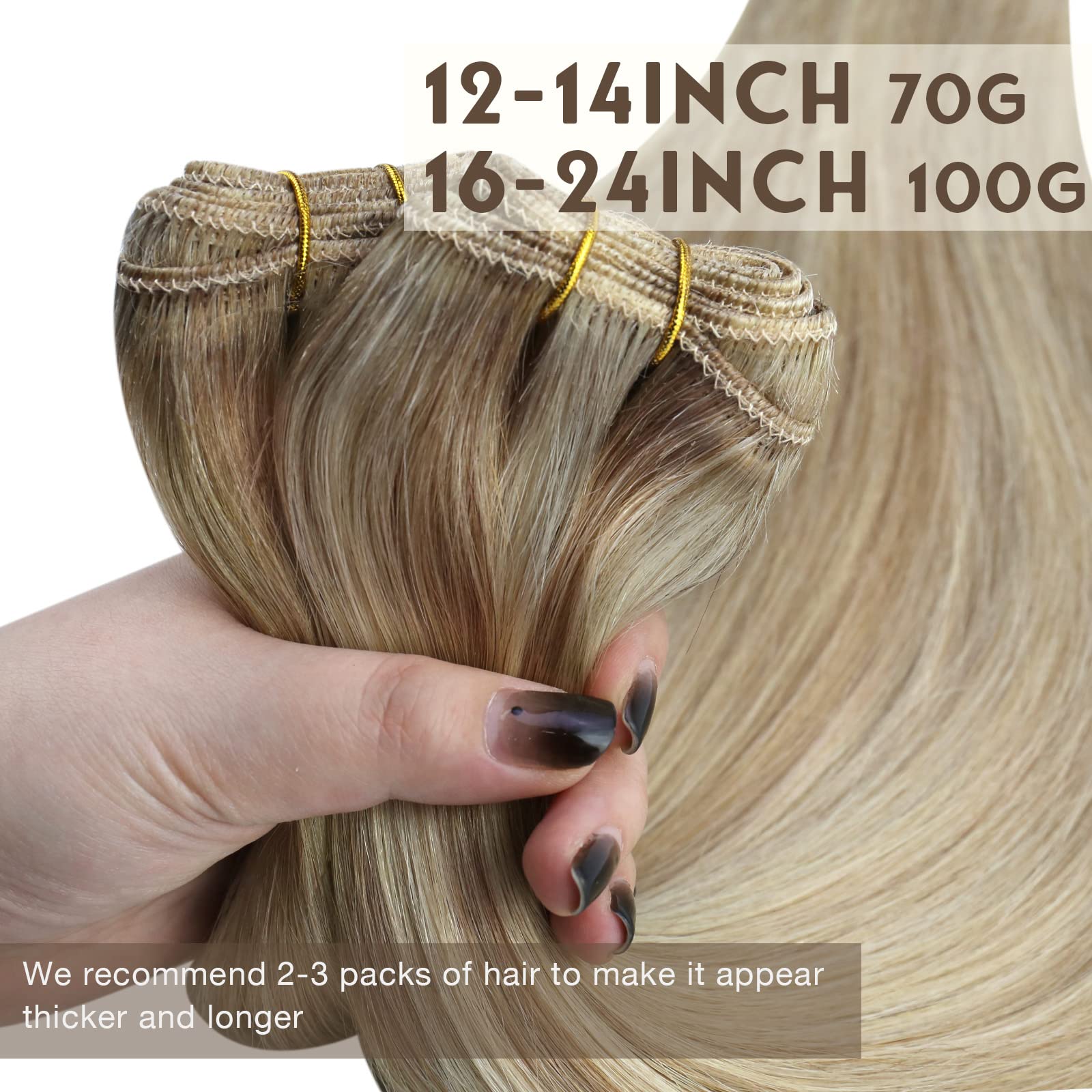 Sunny 135G Weft Hair Extensions Human Hair Blonde Sew In Hair Extensions Real Human Hair Dark Ash Blonde Golden Blonde Highlight
