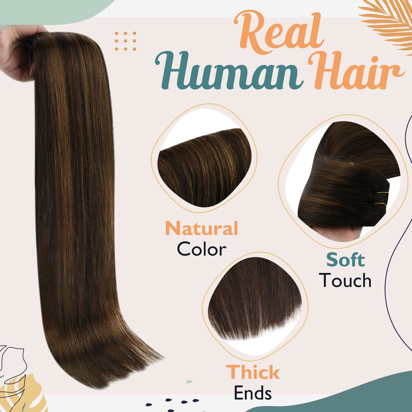 Ve Sunny Clip In Hair Extensions Dark Brown 24Inch Balayage Clip On Hair Extensions Human Hair Brown Ombre Real Hair Clip In Ext