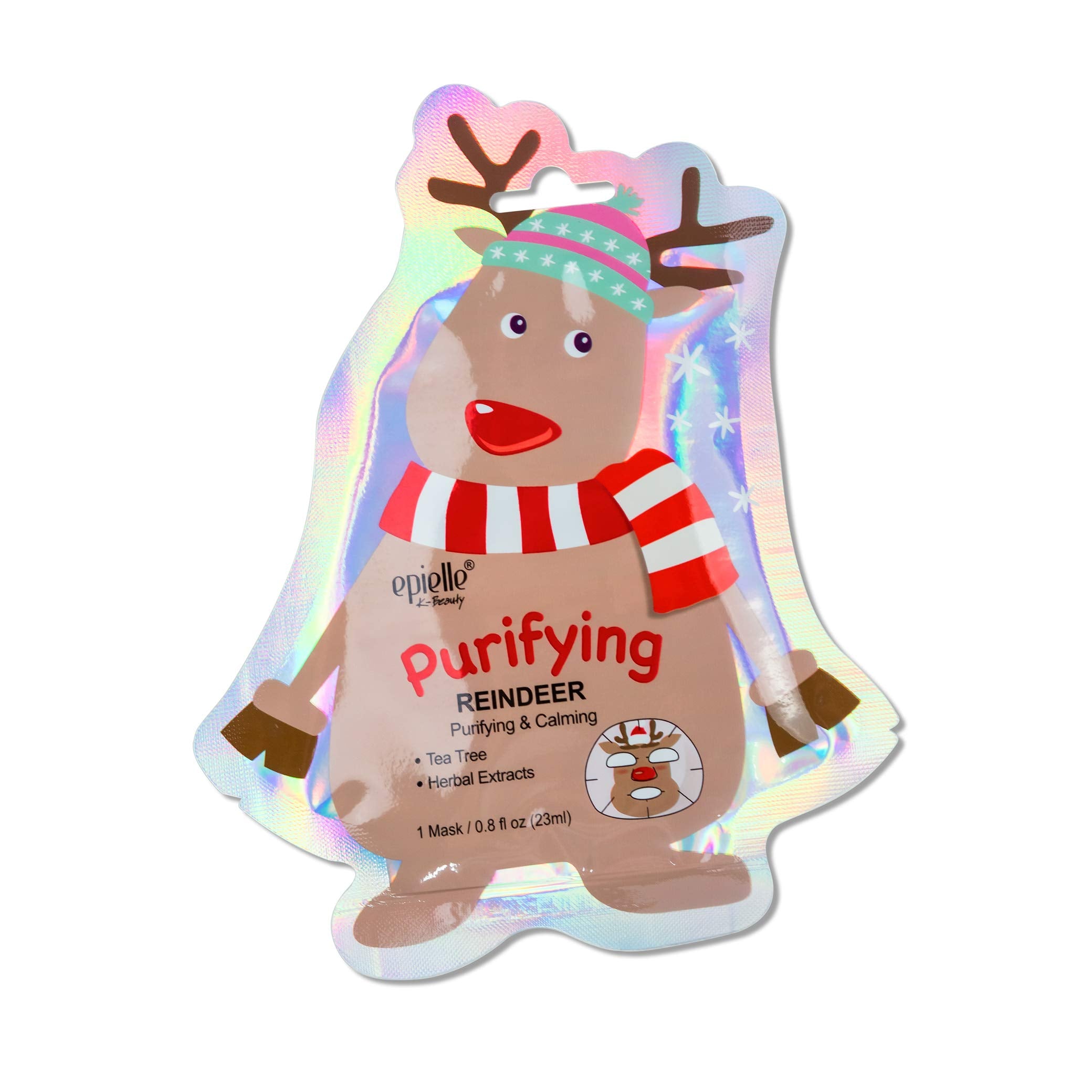 Epielle Holiday Character Sheet Masks (Assorted 4 Masks) - Includes 1-Santa, 1-Reindeer, 1-Snowman, 1-Elf