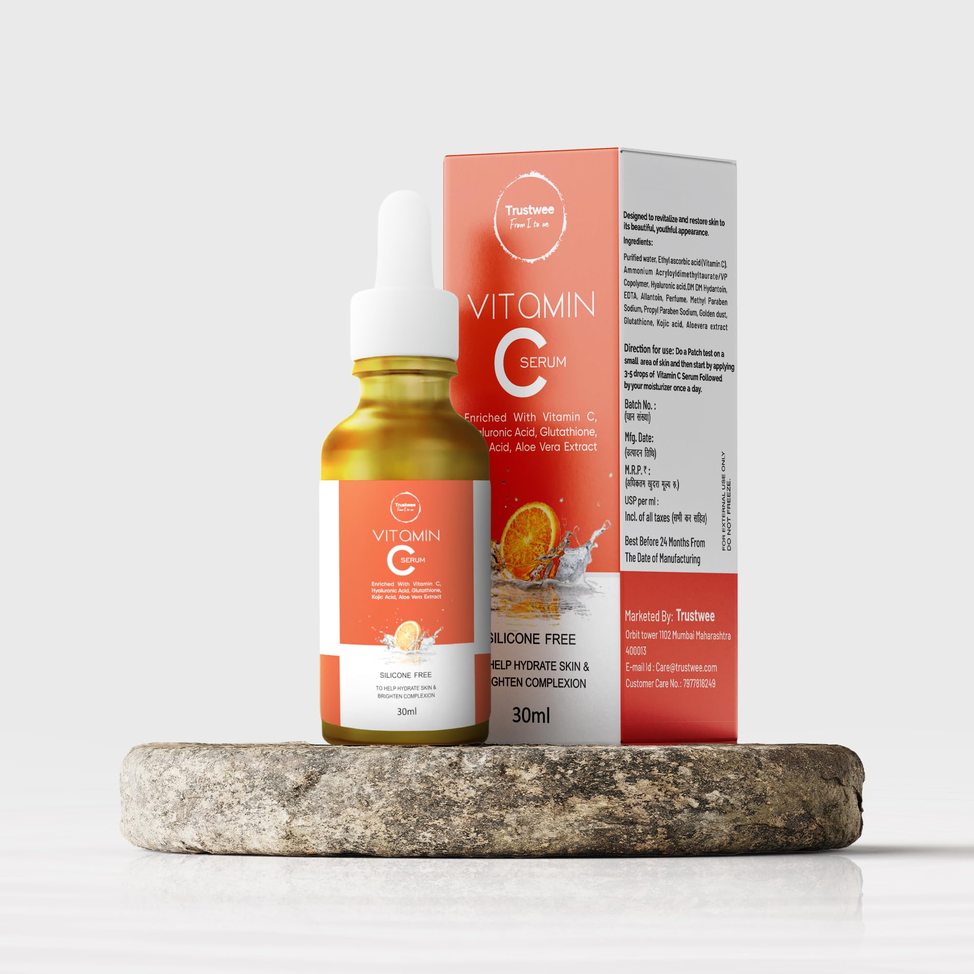 Trustwee Vitamin C Serum With Niacinamide  Topical Vitamin C Cream For Dark Spots, Brightening & Even Skin Tone | Glutathione &