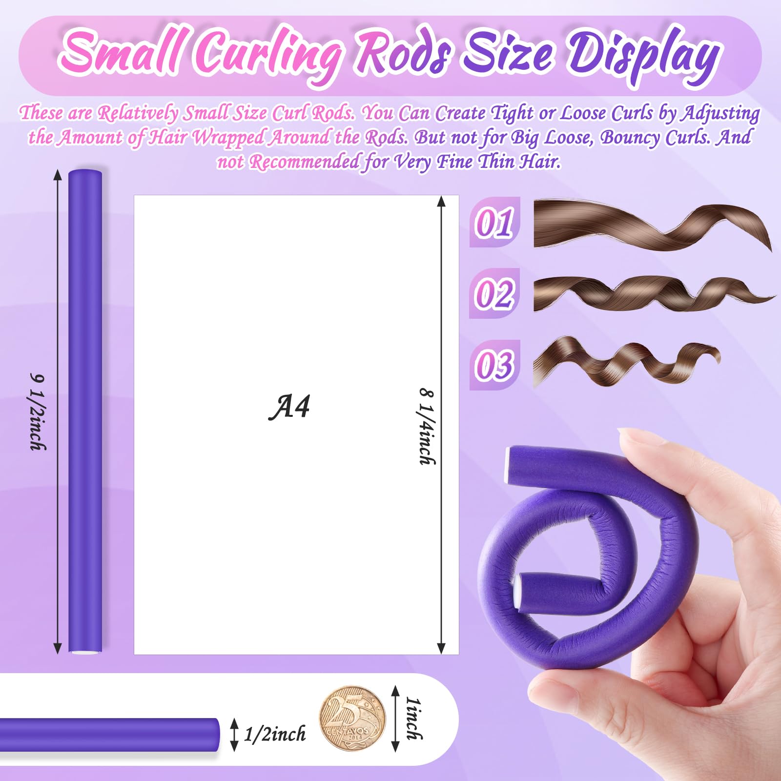 30Pcs 9.45''X0.47'' Flexible Hair Rollers Foam Curlers Flexible Curling Rods Heatless Curlers Hair Rods For Short, Medium And Lo