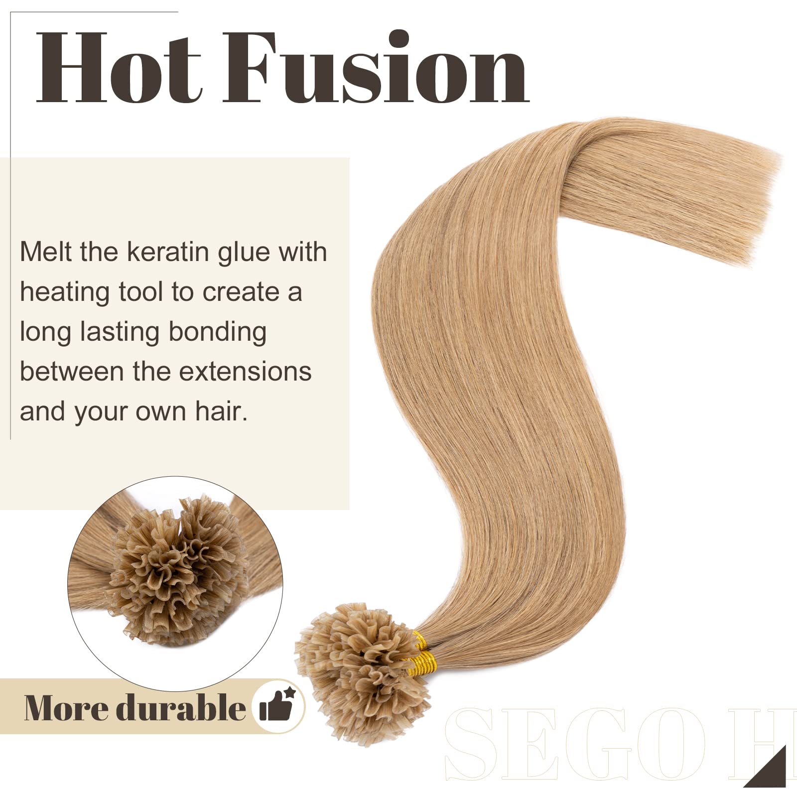 Pre Bonded U Tip Hair Extensions Human Hair 100 Strands Keratin Fushion Nail Tip Human Hair Extensions 100% Real Remy Hair Silky