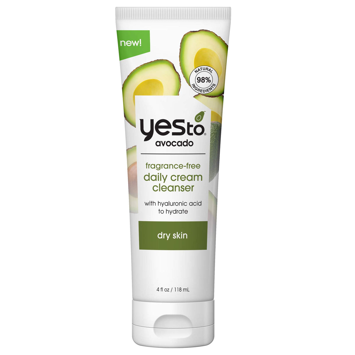 Yes To Avocado Fragrance Free Daily Cream Cleanser, Hydrating Face Wash That Removes Makeup & Impurities Leaving Skin Moisturize