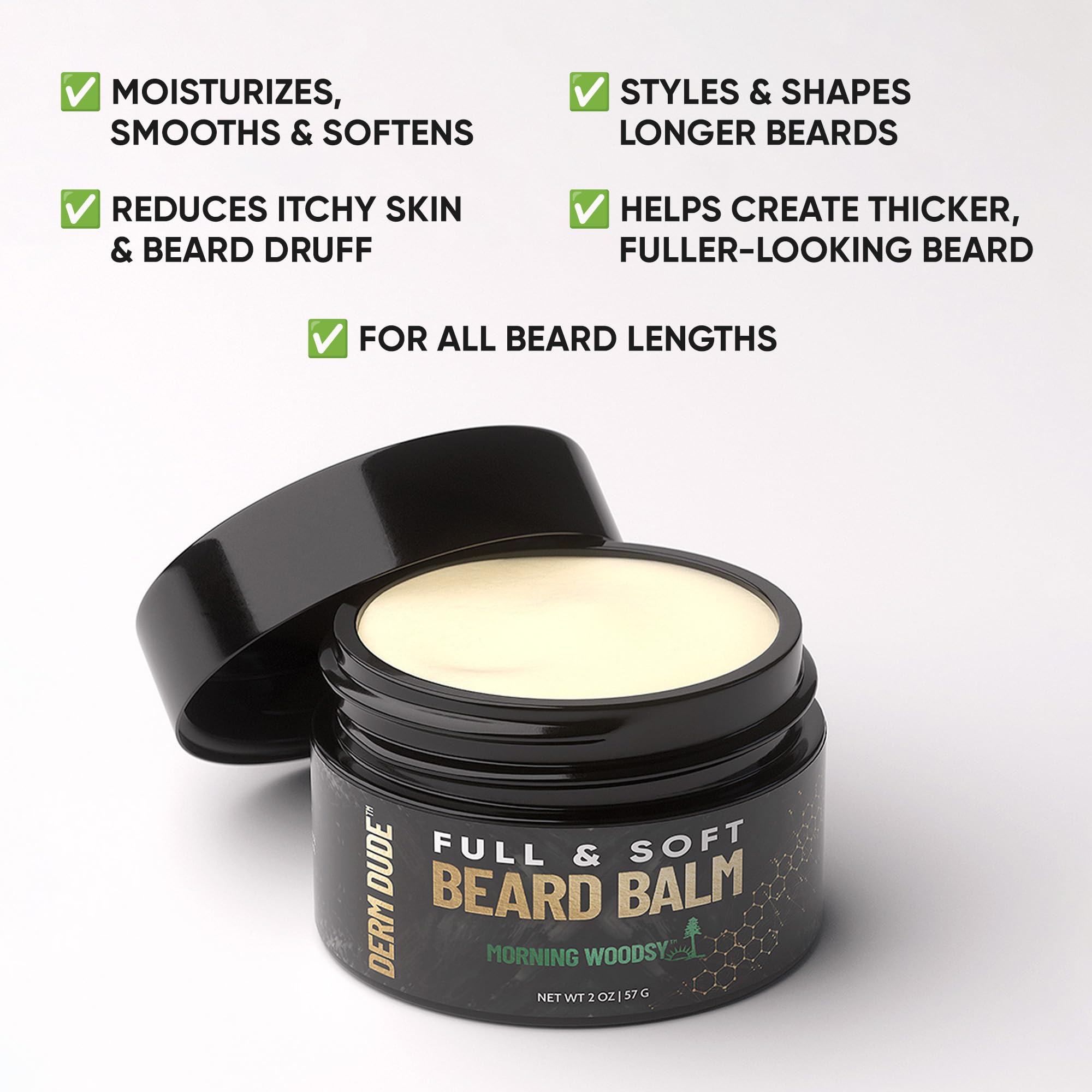 Derm Dude Full And Soft Beard Balm - Styles And Strengthens, Promotes Fuller Growth, Moisturizes And Soothes With Free Comb, Mor