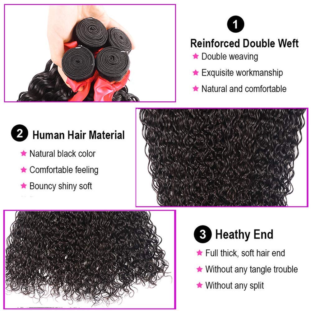 8A Brazilian Virgin Human Hair Water Wave Bundles With 4Inch X 4Inch Lace Closure 100 Human Hair (22 24 26 2820) Wet And Wavy Bu