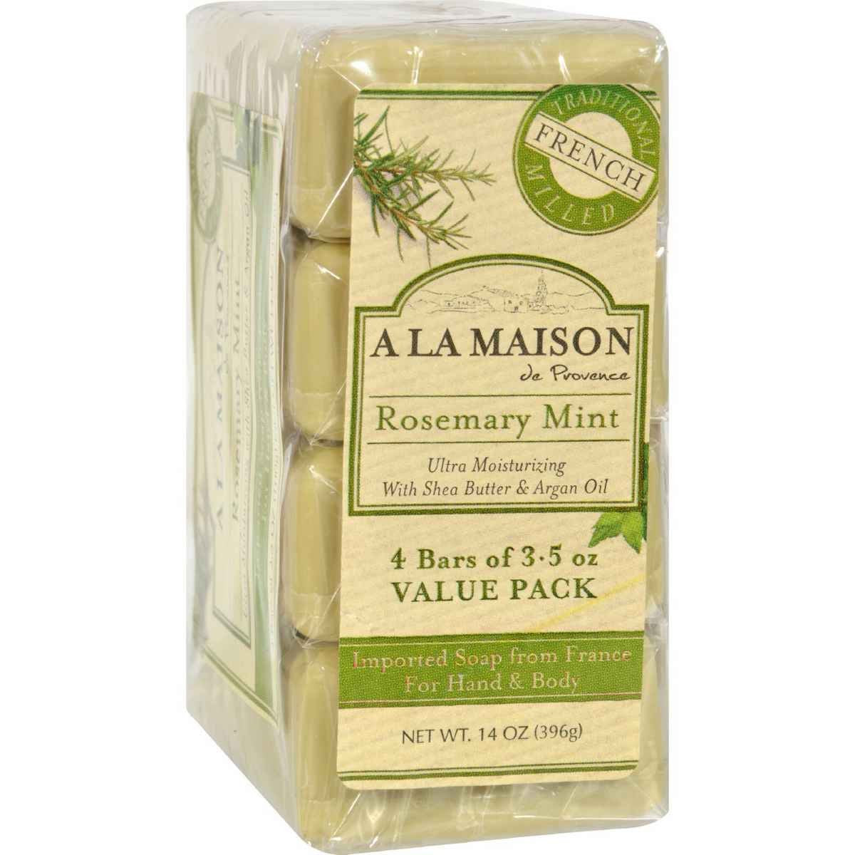 A LA MAISON BAR SOAP,RSMRY Mint,Value, 4 CT