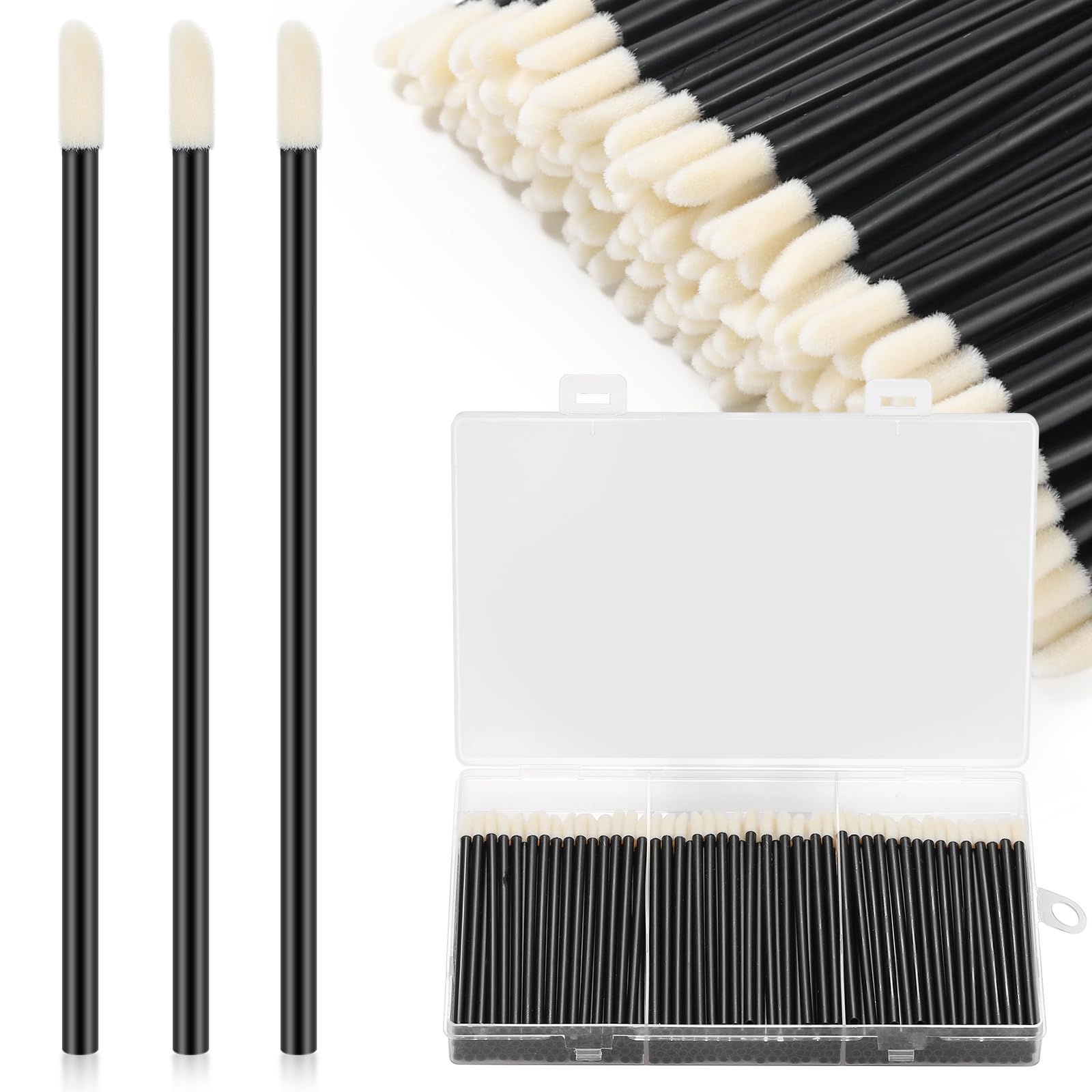 GEMSANVA 240 Pieces Disposable Lip Wands Lip Brushes,Lipstick Applicator Brushes Lip Gloss Wand,Soft Lint Free,Eyes & Lips Makeu