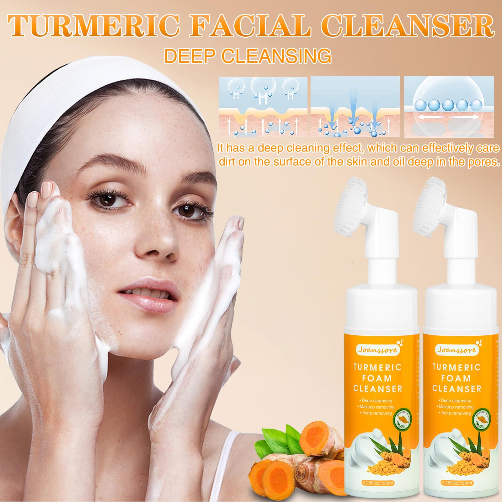 3 Pack Turmeric Soap Bar Turmeric Facial Cleanser for Face & Body, Turmeric Face Wash Turmeric Foaming Cleanser Turmeric Wash Fa