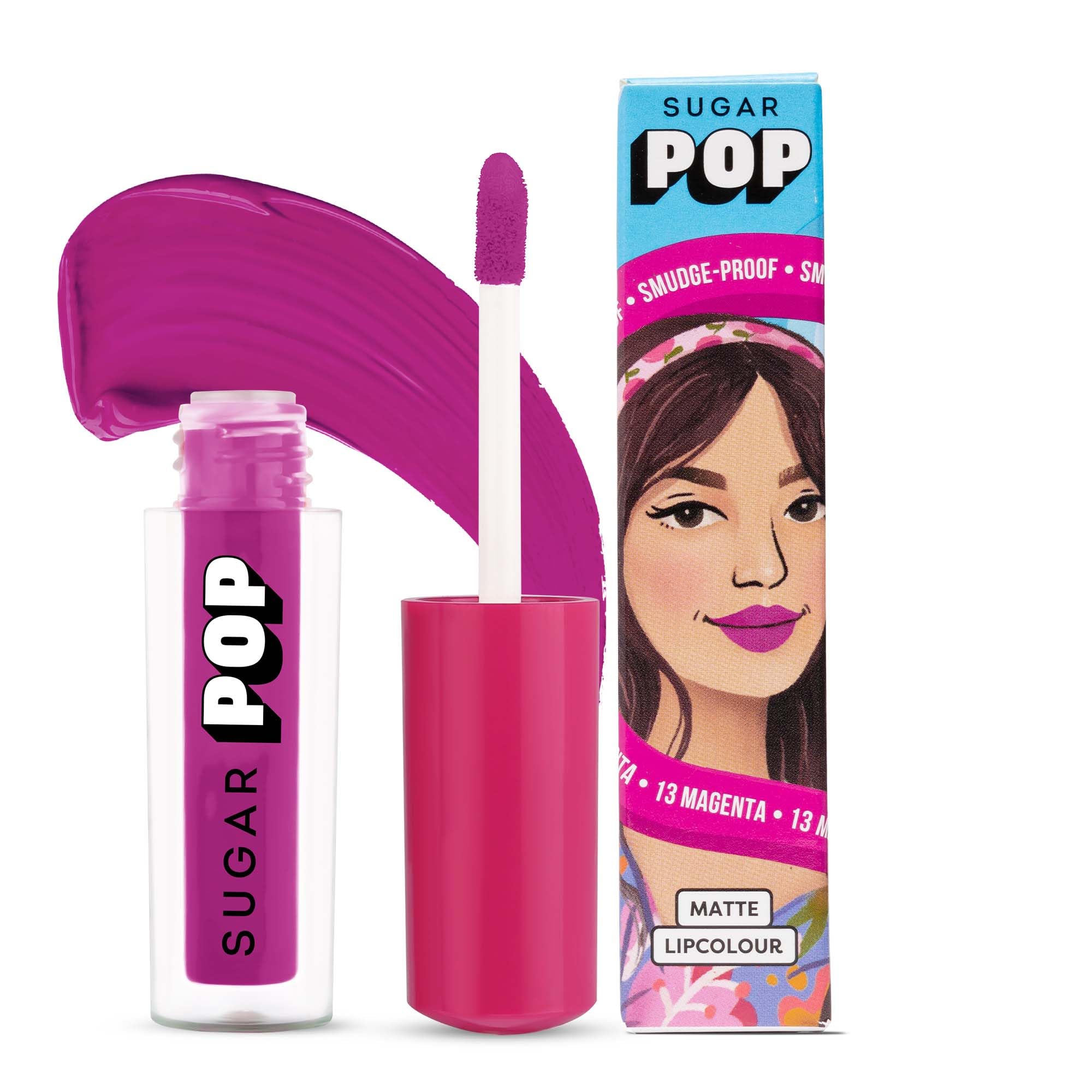Sugar Pop Matte Lipcolour | Vitamin E | SuperPigmented | SmudgeProof | 1.6 Ml  13 Magenta