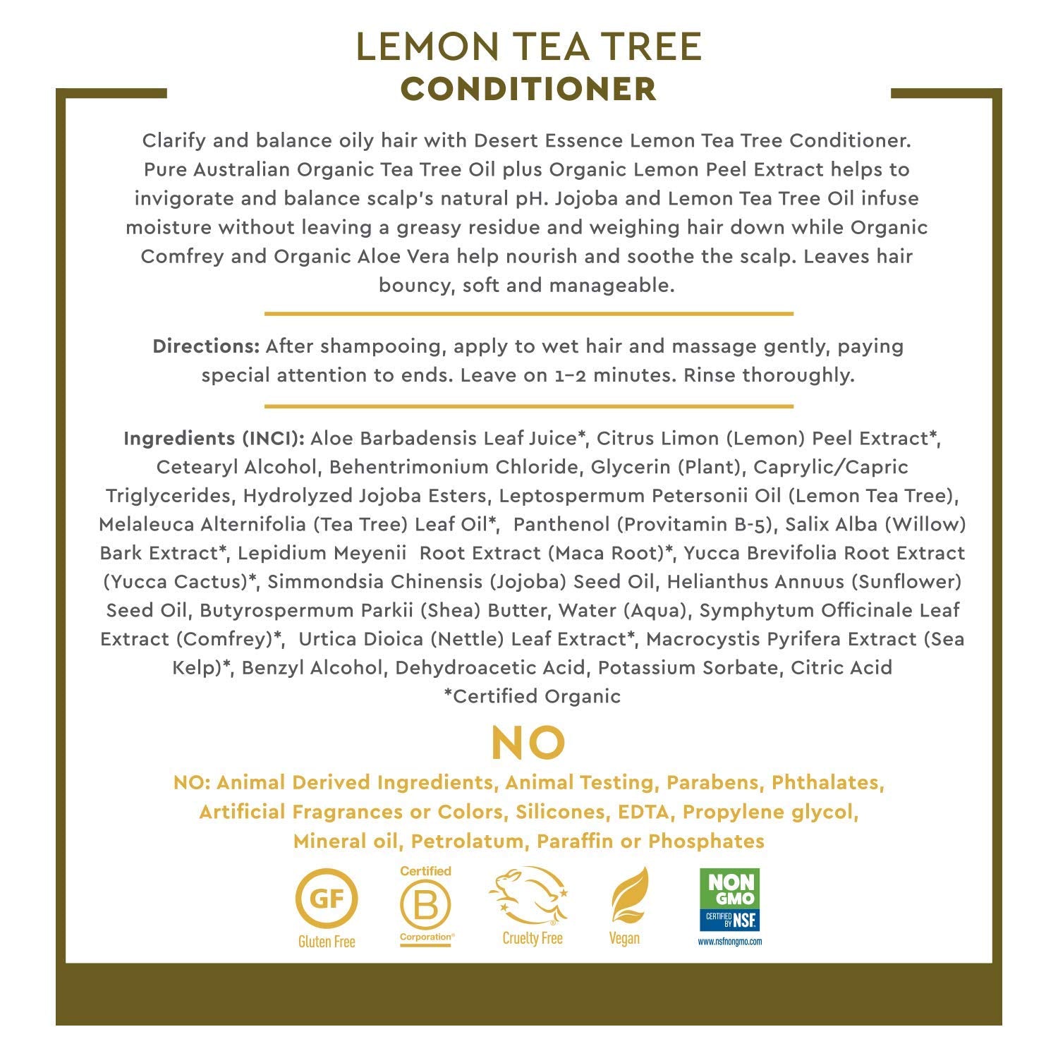 Desert Essence Lemon Tea Tree Shampoo & Conditioner Bundle - 8 Fl Ounce - Clarifying For Oily Hair - Essential Oils - Strengthen