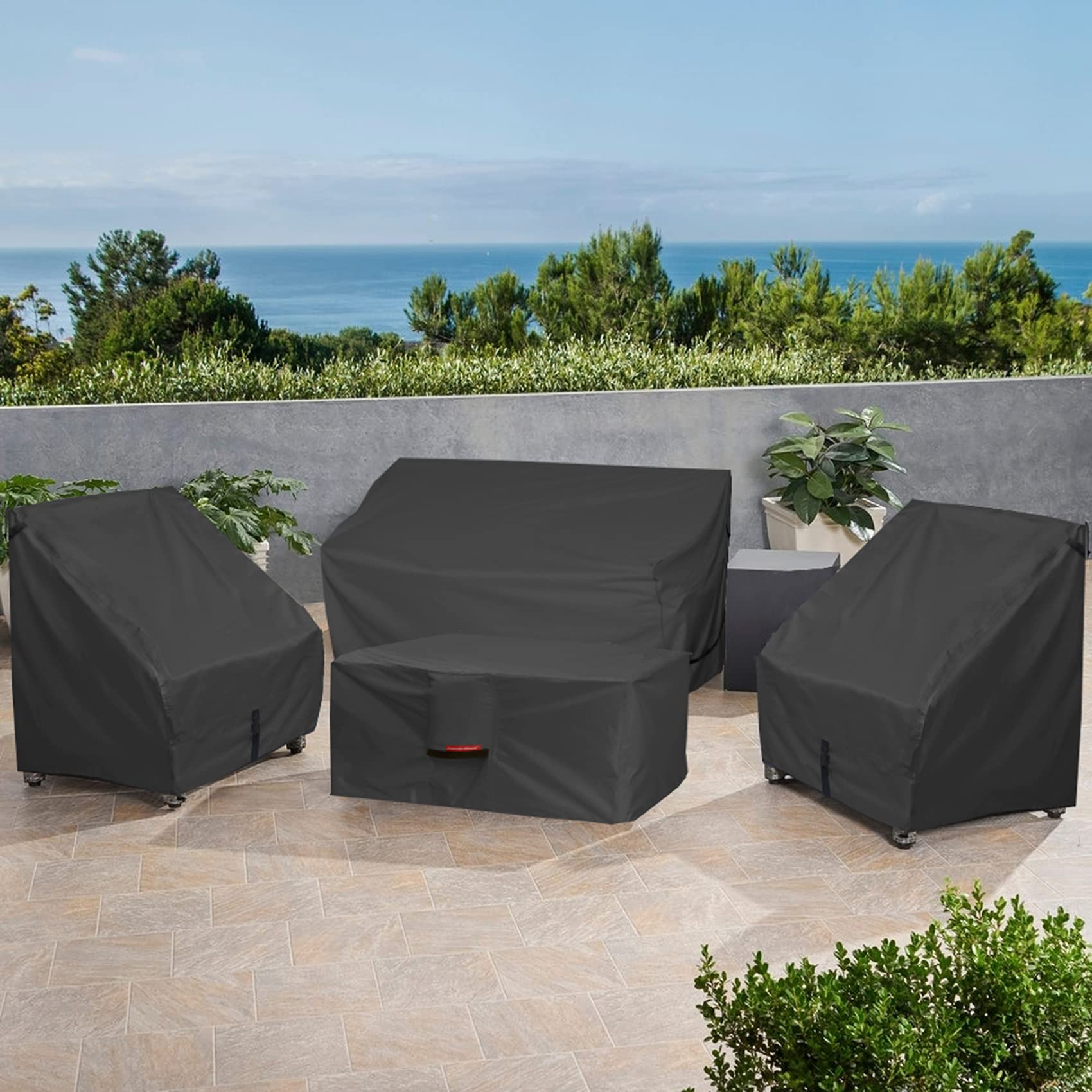 Porch Shield Patio Fire Pit Cover - Waterproof 600D Outdoor Rectangular Fire Table Cover Deck Box Protector - 48 X 28 Inch, Blac