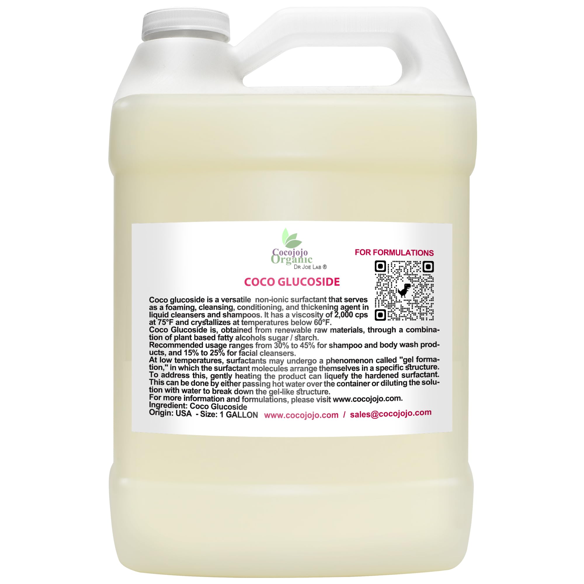 Cocojojo Coco Glucoside Natural Surfactant - Surfactants For Soap Making Diy Shower Gel, Skin Care, Body And Face Wash, Plant De