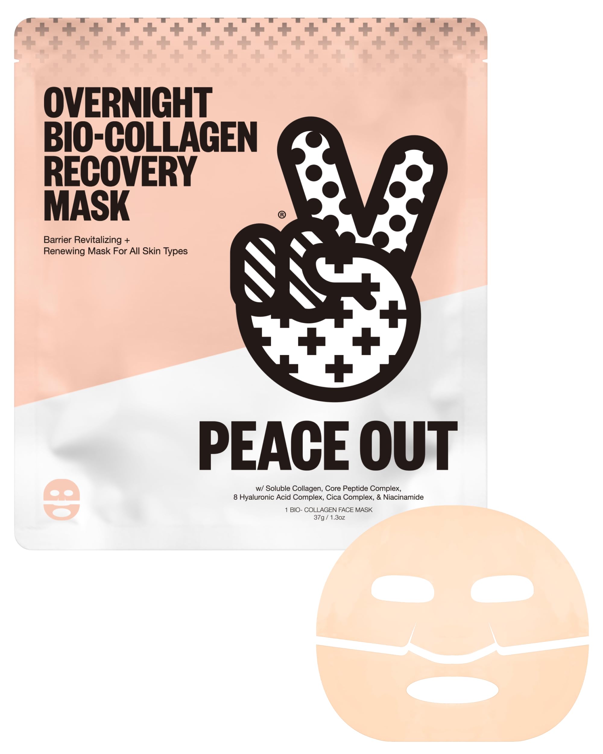 PEACE OUT Overnight BioCollagen Recovery Face Mask (1 Count)