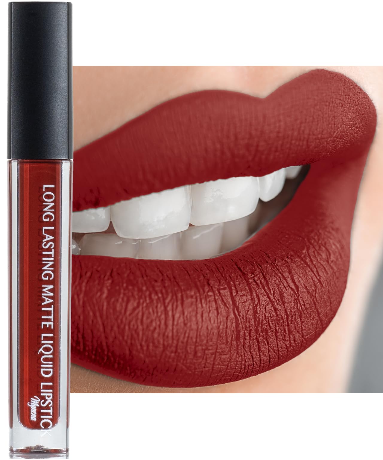 Mynena Brownish Red Long-Lasting Matte Liquid Lipstick | Intense Color, Smudge-Proof & Waterproof | Comfortable, Hydrating Shea