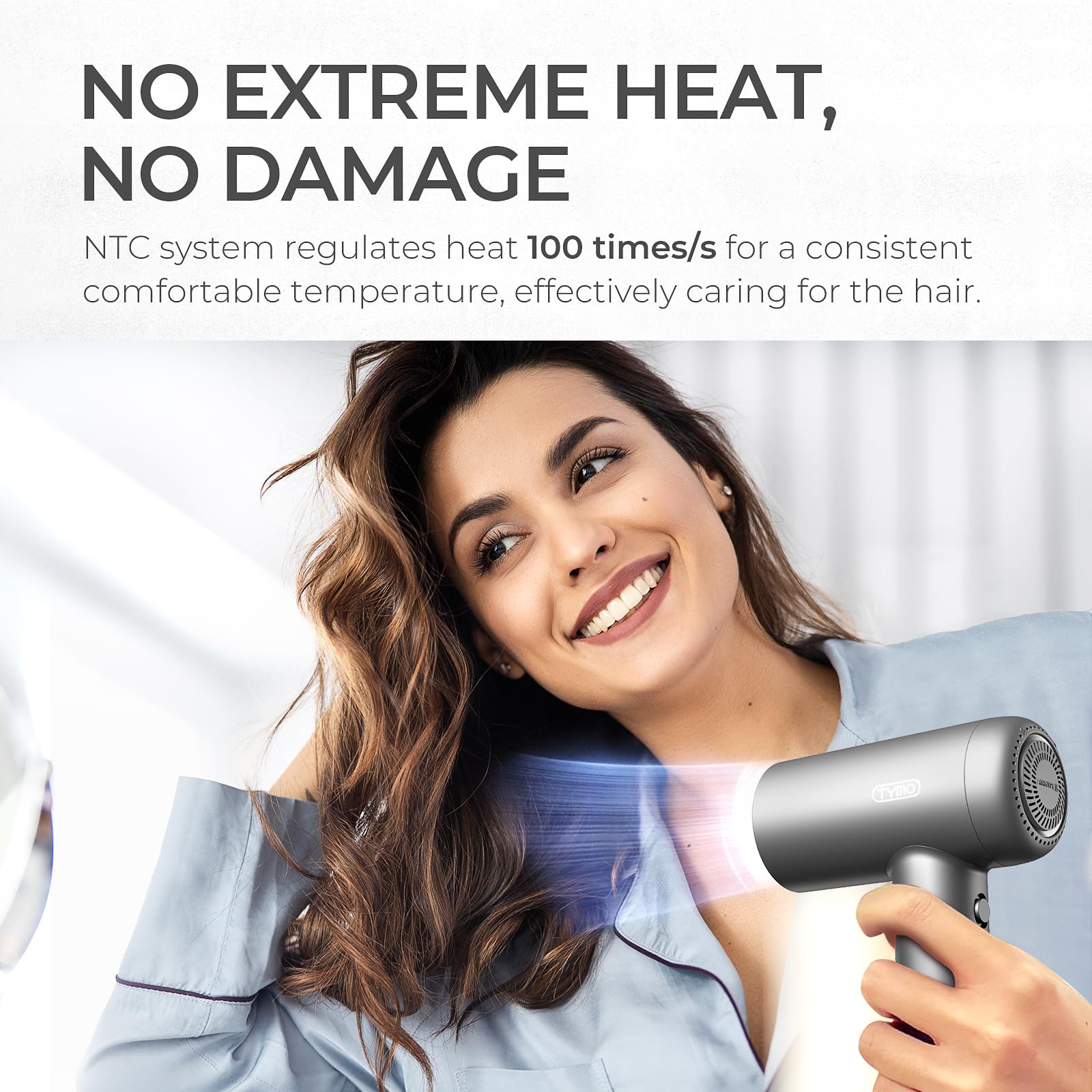 Tymo Travel Hair Dryer, Professional Ionic Blow Dryer For Women, Drying Faster With Less Frizz, Lightweight Compact Hairdryer Wi