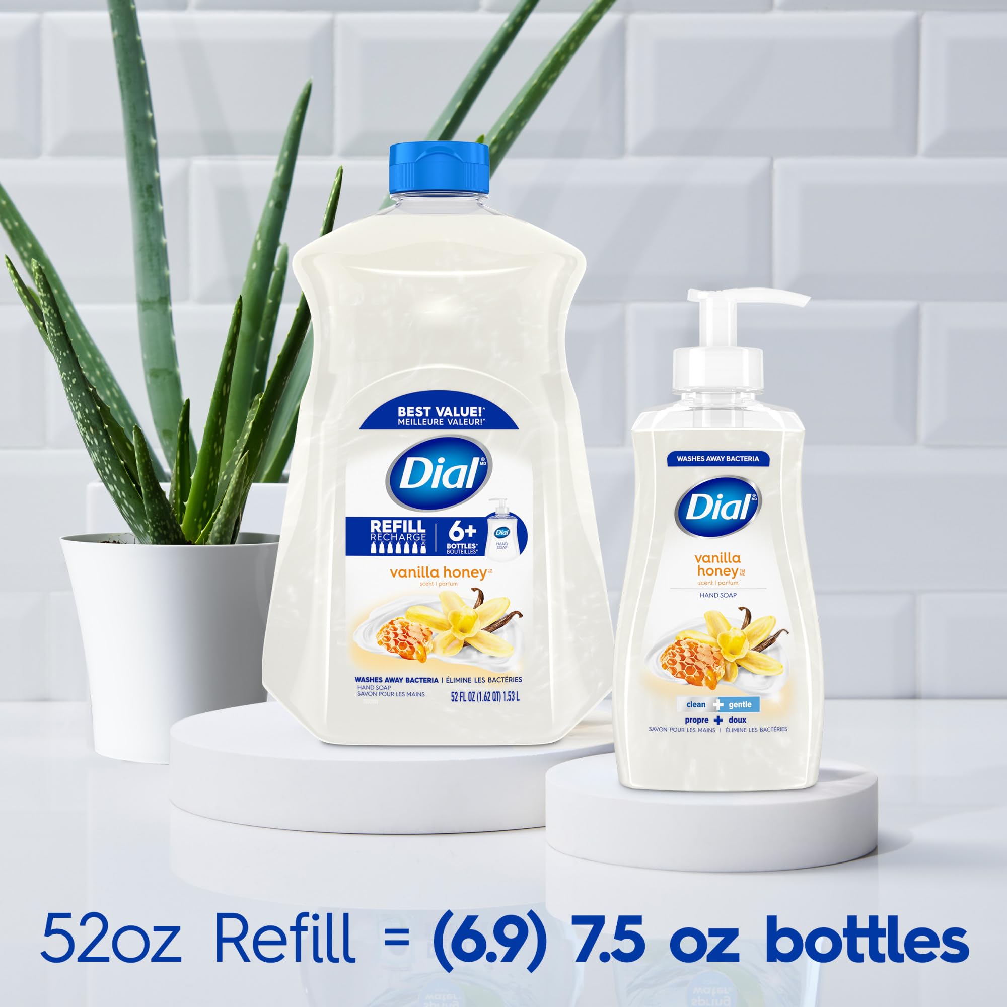 Dial Liquid Hand Soap Refill, Vanilla Honey, 52 fl oz (Pack of 3)