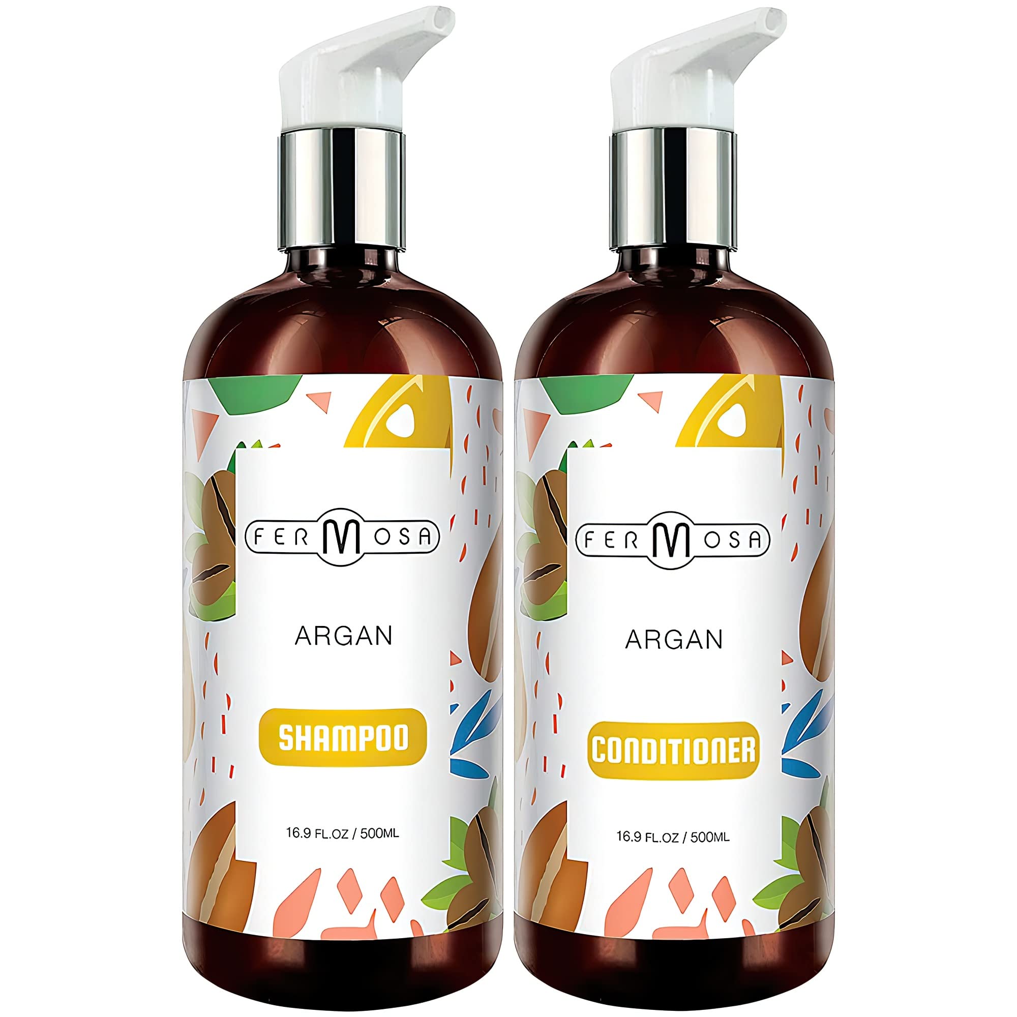 Fermosa Argan Oil Shampoo and Conditioner Bundle - Moisturizing & Hydrating Moroccan Argan Oil, Sulfate Free, Scalp Treatment, A