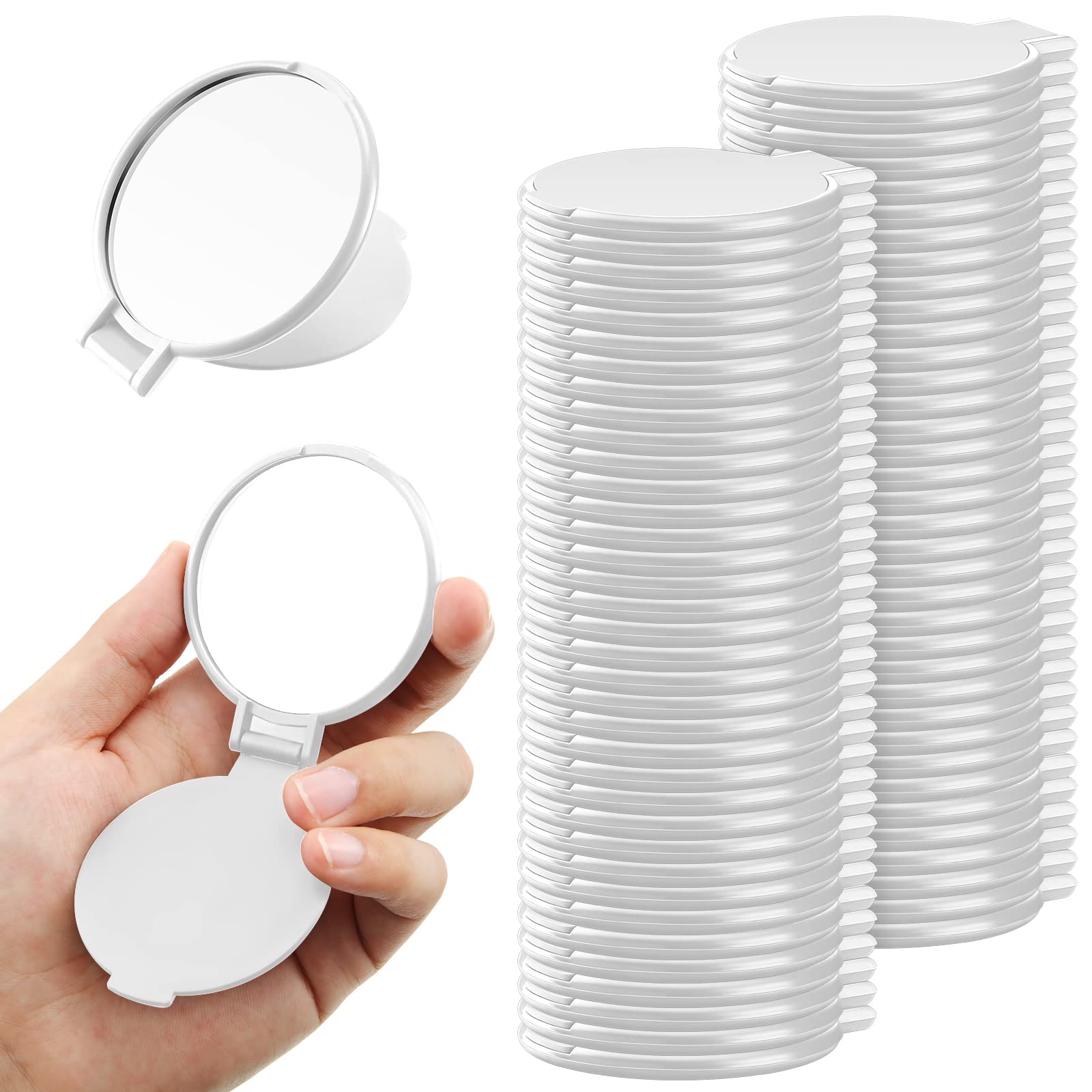 Yalikop 72 Pcs Compact Mirror Bulk Portable Round Makeup Mirror Mini Foldable for Purse Women Travel Daily Use Mothers Day Gifts