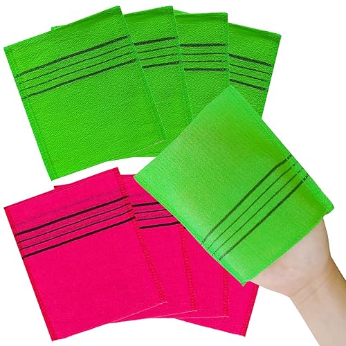 The Original Korean Exfoliating Mitt Body Scrub 8Pcs (Green4Red4)