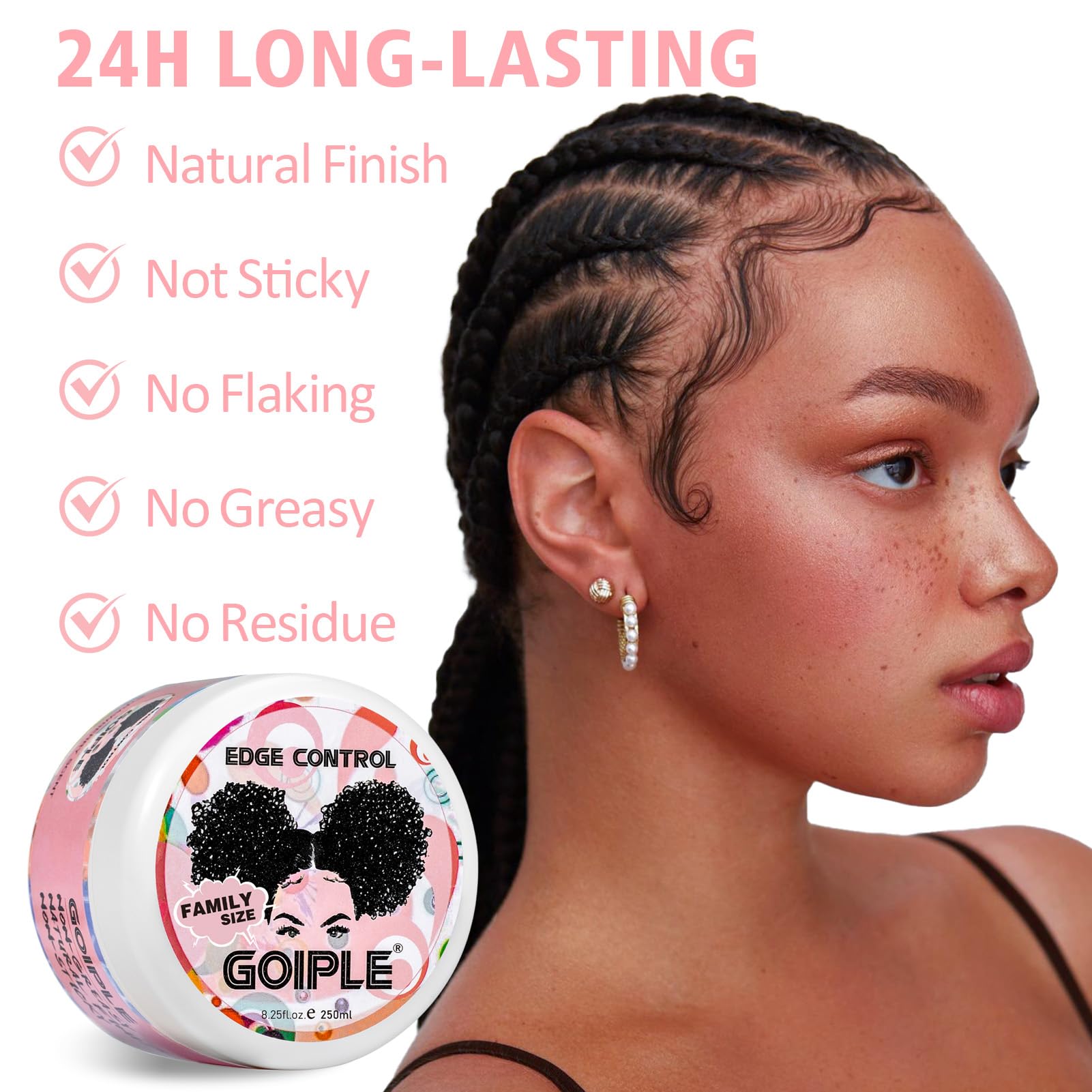 8.25 Oz Edge Control Wax For Women Strong Hold Non-Greasy Edge Smoother, Edge Control For Back Hair Extreme Hold Pack, Hair Gel