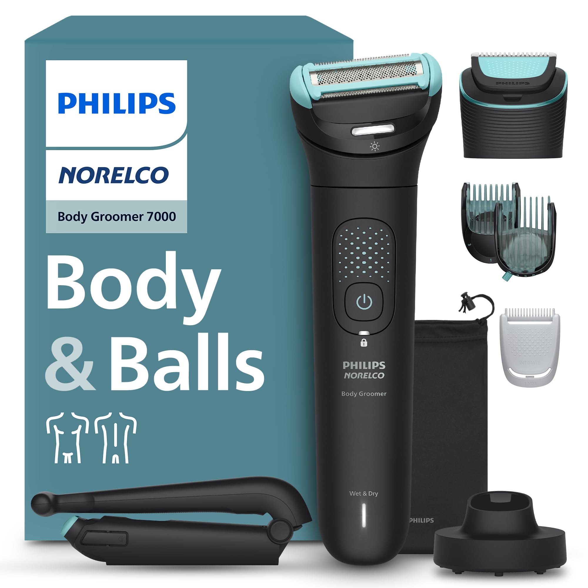 Philips Norelco Body Groomer 7000 Series, Men's Whole Body Groomer, Contour-Following 2D Flexing Head, Triple Protect Shave Syst